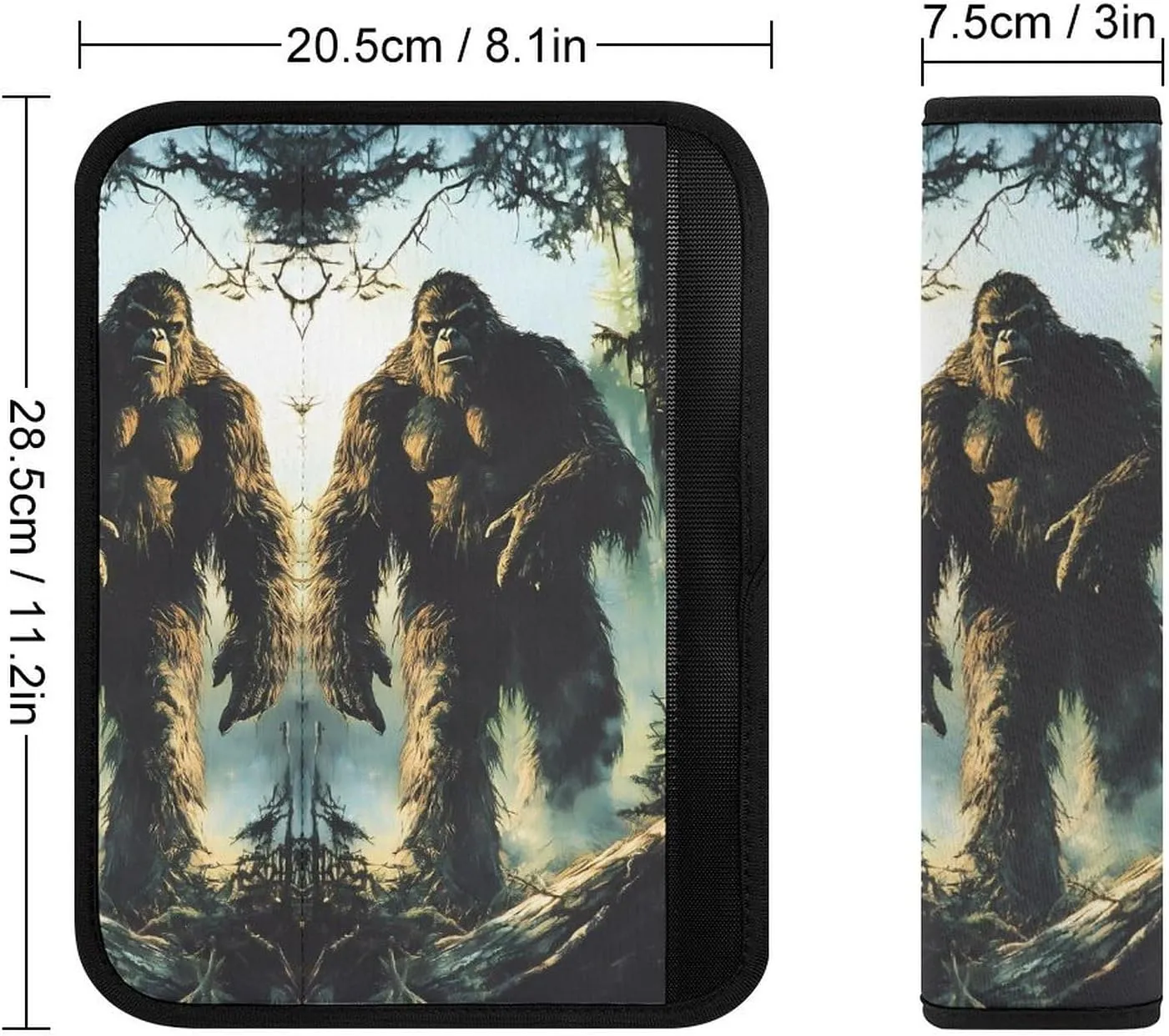 Bigfoot in The Woods Fashion Car Seat Belt Cover Pad for Shoulder Bag Camera Soft Comfort Accessories 1PCS