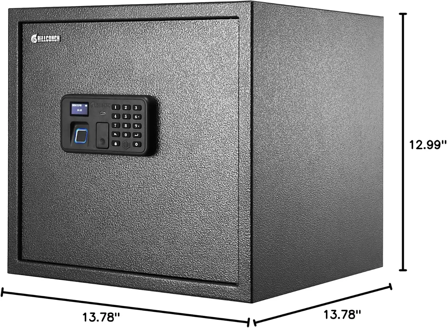 BILLCONCH Gun Safe with 6 Pistol Safe Holders - Biometric Pistol Safe with Display and Voice Prompt, Automatic Locking Tabs | Detachable Shelf and Foldable Gun Racks for Handgun Safe (1.4 Cubic Feet)