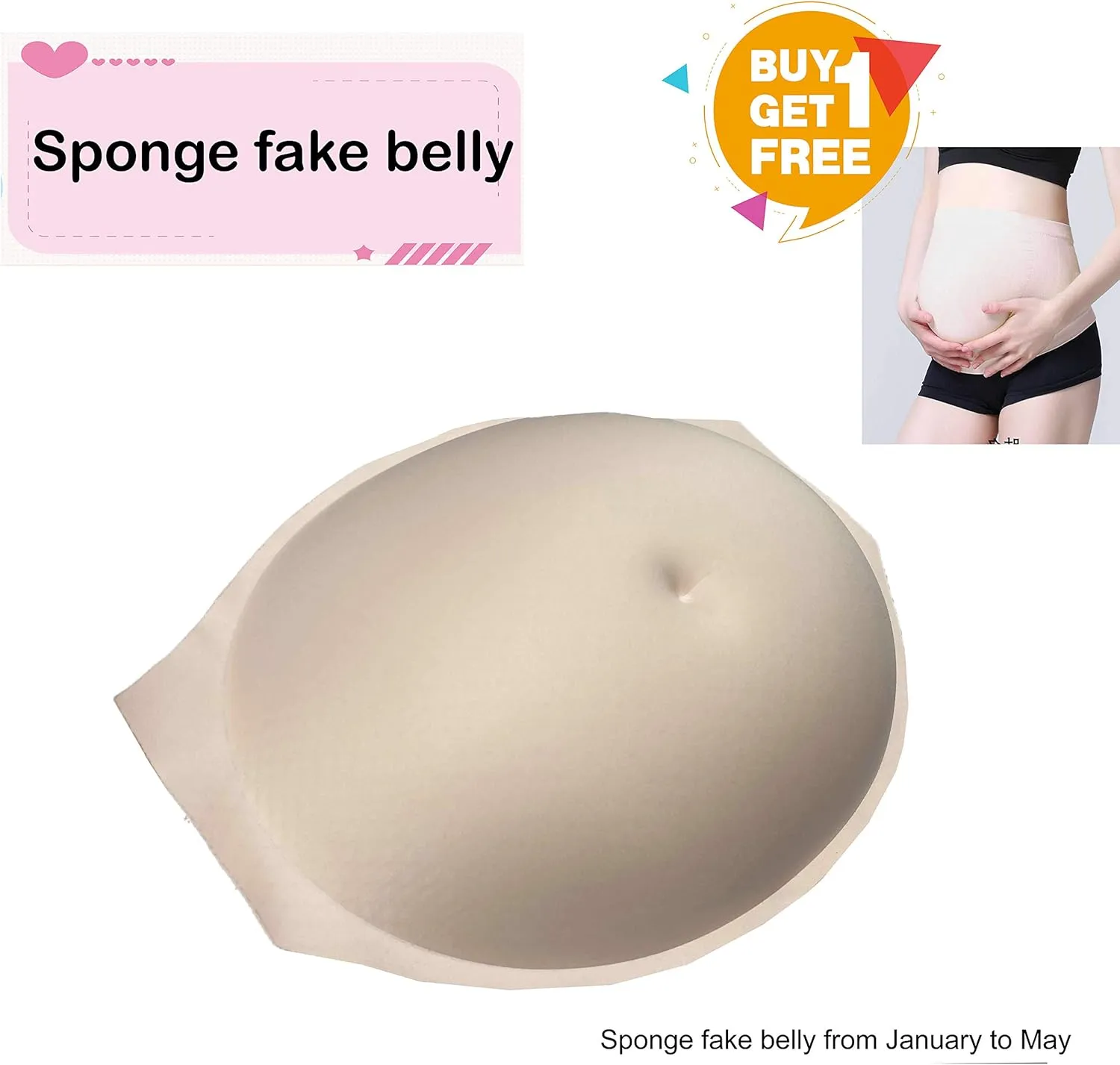 BIMEI Fake Pregnant Belly Thin Sponge Breathable Fake Belly pad to Send Cloth Bag