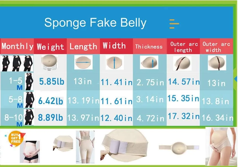 BIMEI Fake Pregnant Belly Thin Sponge Breathable Fake Belly pad to Send Cloth Bag