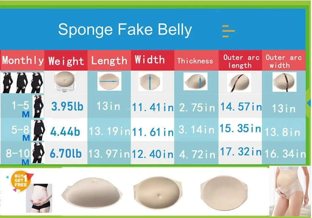 BIMEI Fake Pregnant Belly Thin Sponge Breathable Fake Belly pad to Send Cloth Bag