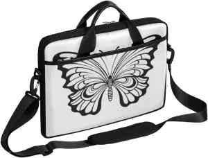 Black And White Butterfly Laptop Bag for Men Women 13-15 Inch Case Bags Sleeve Shoulder with Anti Slip Removable