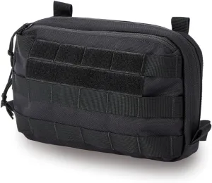 Black Tactical Molle EDC Pouch - Admin Pouch with Molle Attachments for Backpacks
