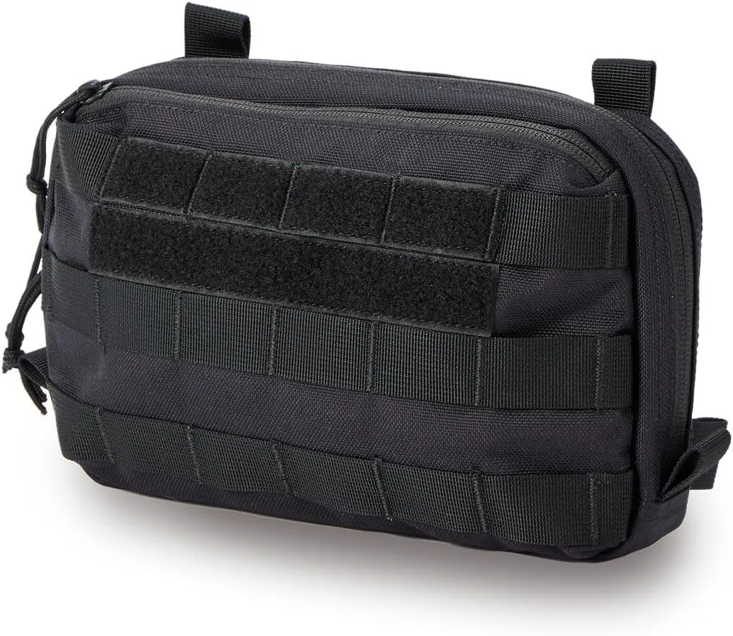 Black Tactical Molle EDC Pouch - Admin Pouch with Molle Attachments for Backpacks