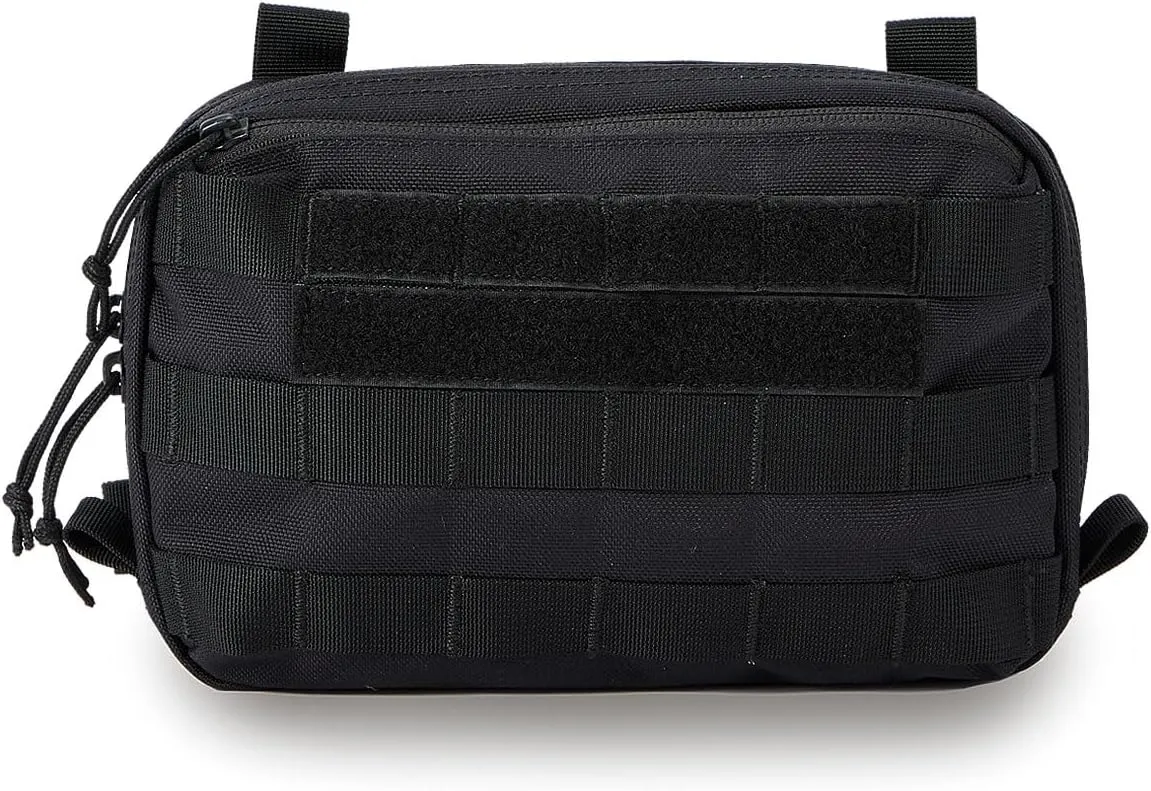 Black Tactical Molle EDC Pouch - Admin Pouch with Molle Attachments for Backpacks