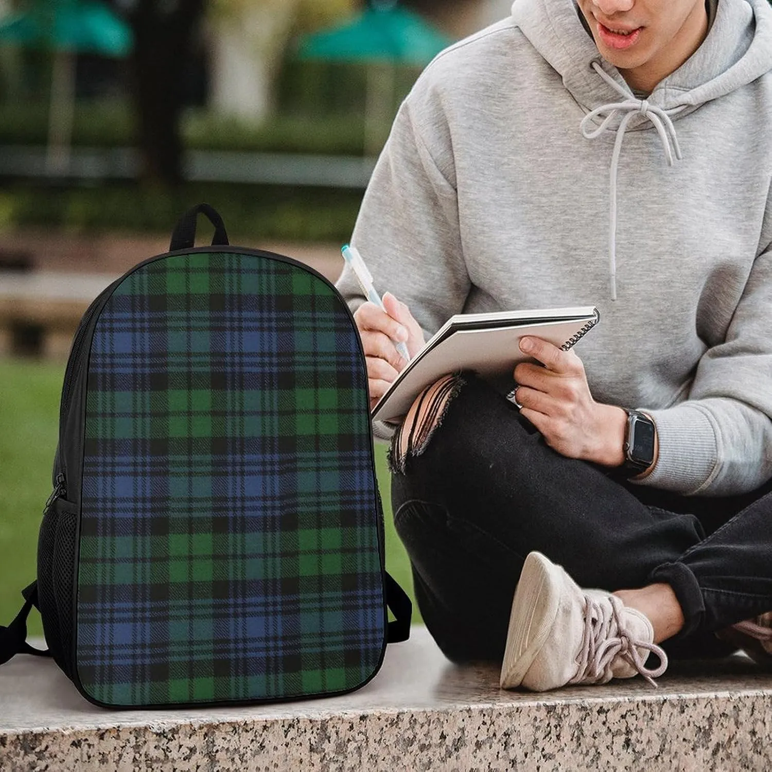 Black Watch Ancient Original Scottish Tartan Backpack Lightweight Waterproof Backpacks Laptop Backpack for Unisex Casual Travel Daypacks Large Capacity