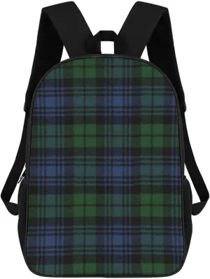 Black Watch Ancient Original Scottish Tartan Backpack Lightweight Waterproof Backpacks Laptop Backpack for Unisex Casual Travel Daypacks Large Capacity