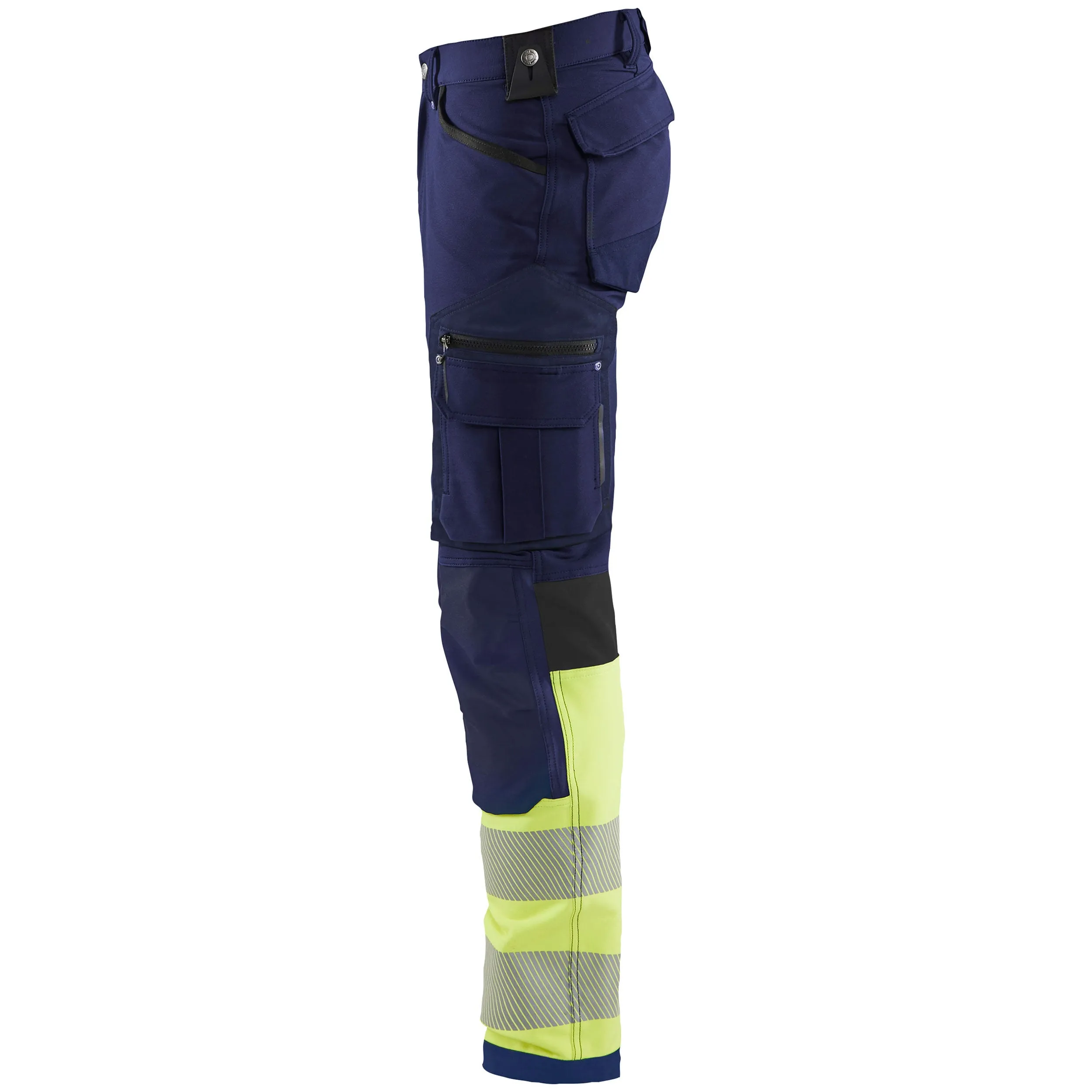 Blaklader 1193 Navy Blue/Hi-Vis Yellow Trousers 4-Way-Stretch Without Nail Pockets