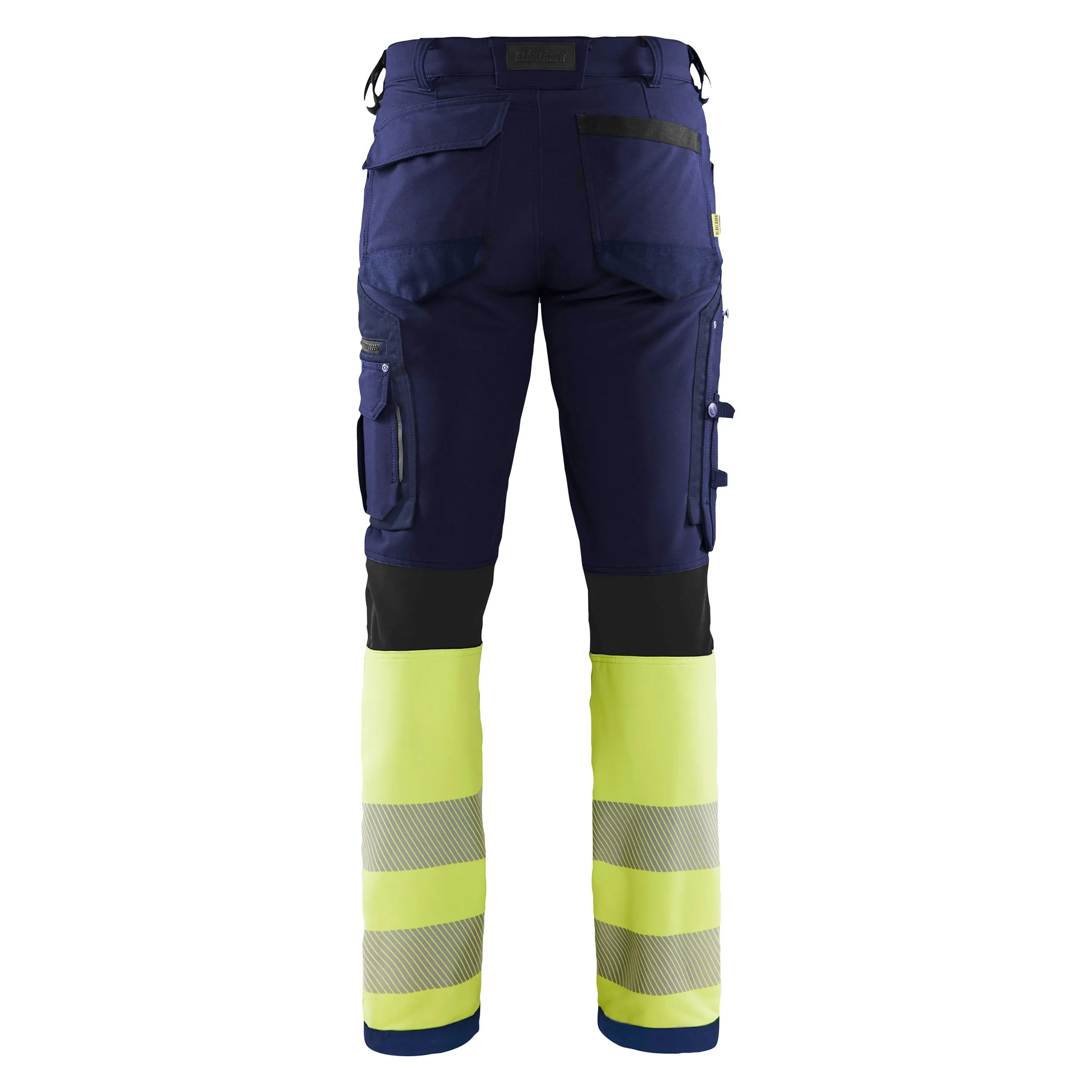 Blaklader 1193 Navy Blue/Hi-Vis Yellow Trousers 4-Way-Stretch Without Nail Pockets