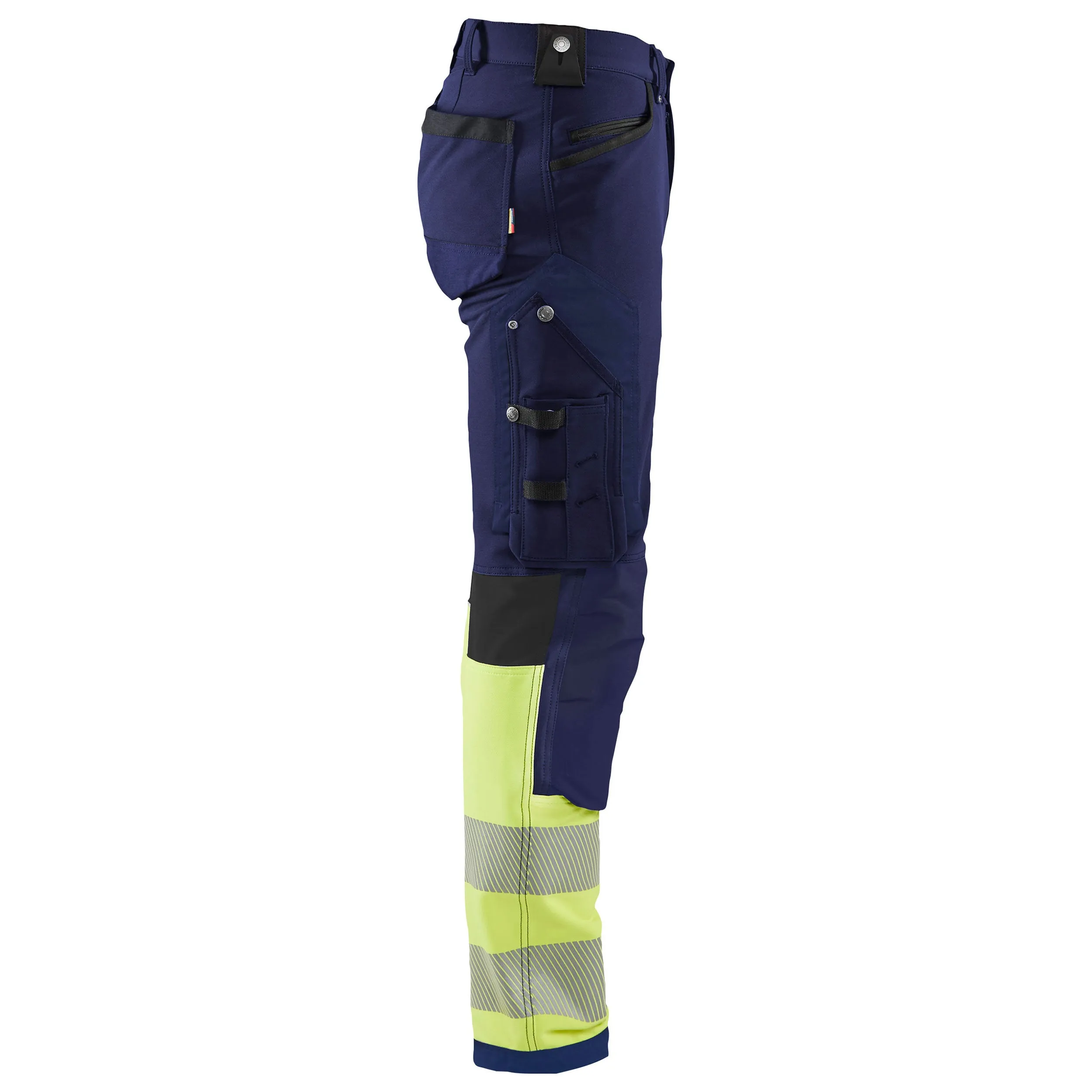 Blaklader 1193 Navy Blue/Hi-Vis Yellow Trousers 4-Way-Stretch Without Nail Pockets