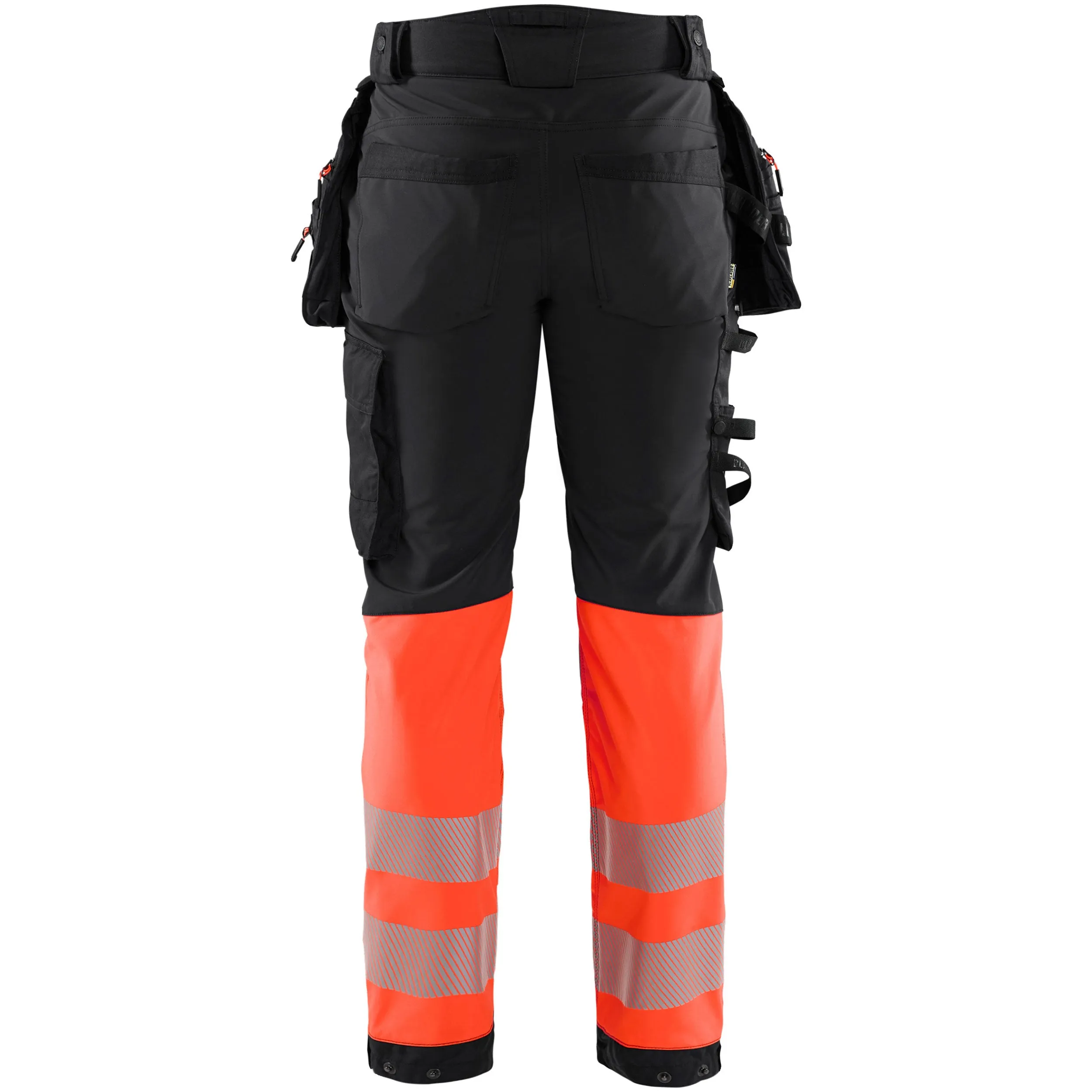 Blaklader 1821 Black/Red Hi-Vis Softshell Trousers With Holster Pockets