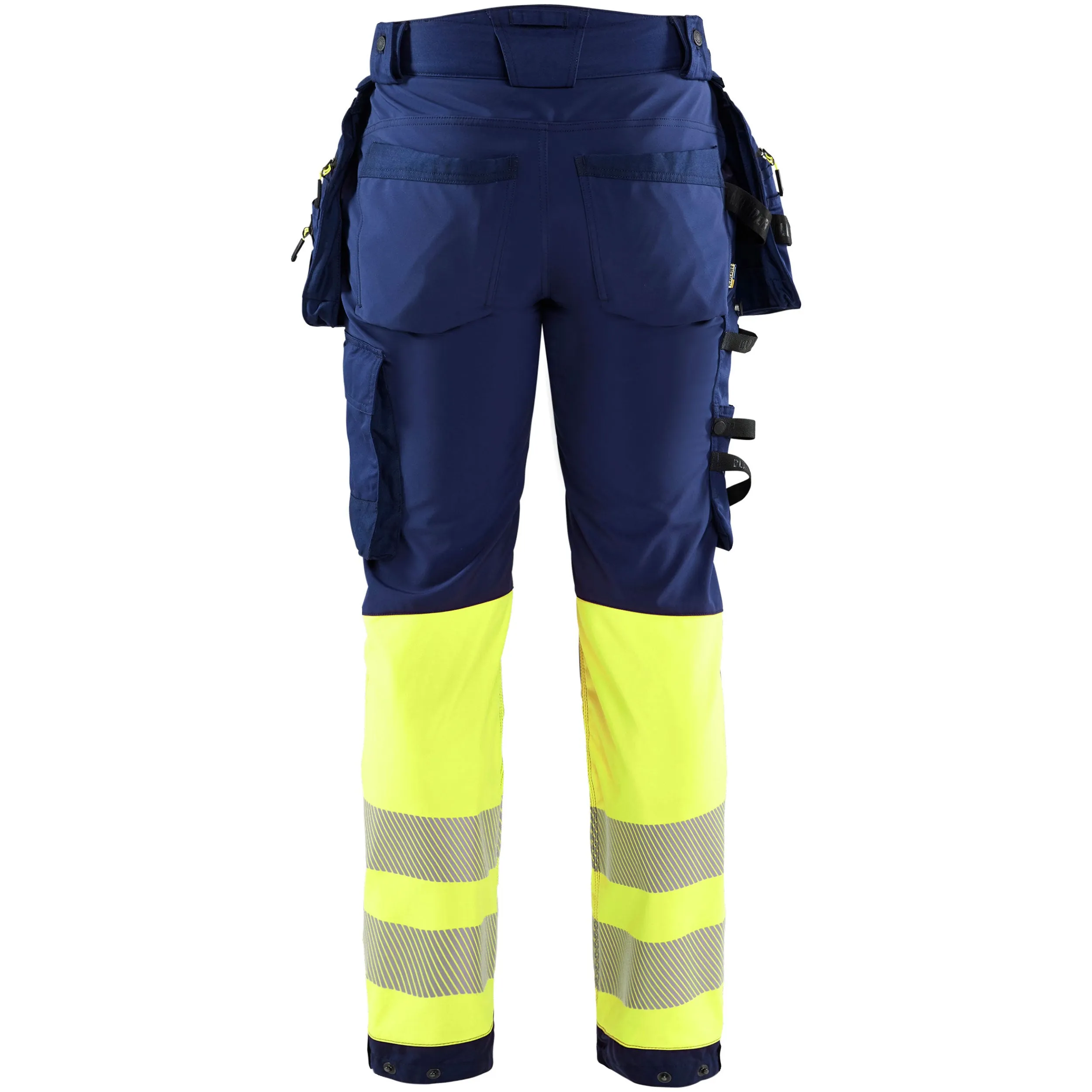 Blaklader 1821 Navy Blue/Hi-Vis Yellow Softshell Trousers With Holster Pockets