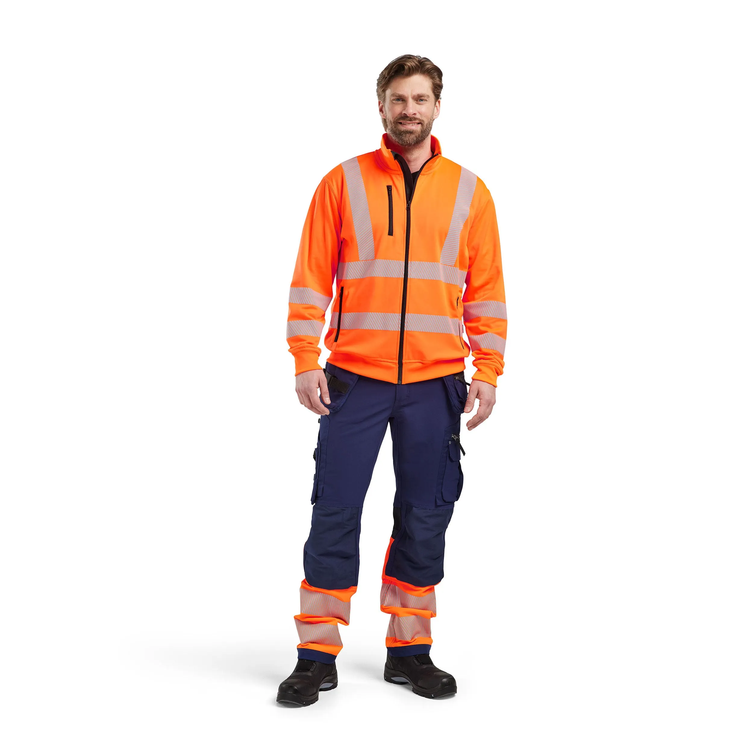 Blaklader 1993 Navy Blue/Hi-Vis Orange Trousers 4-Way-Stretch With Holster Pockets