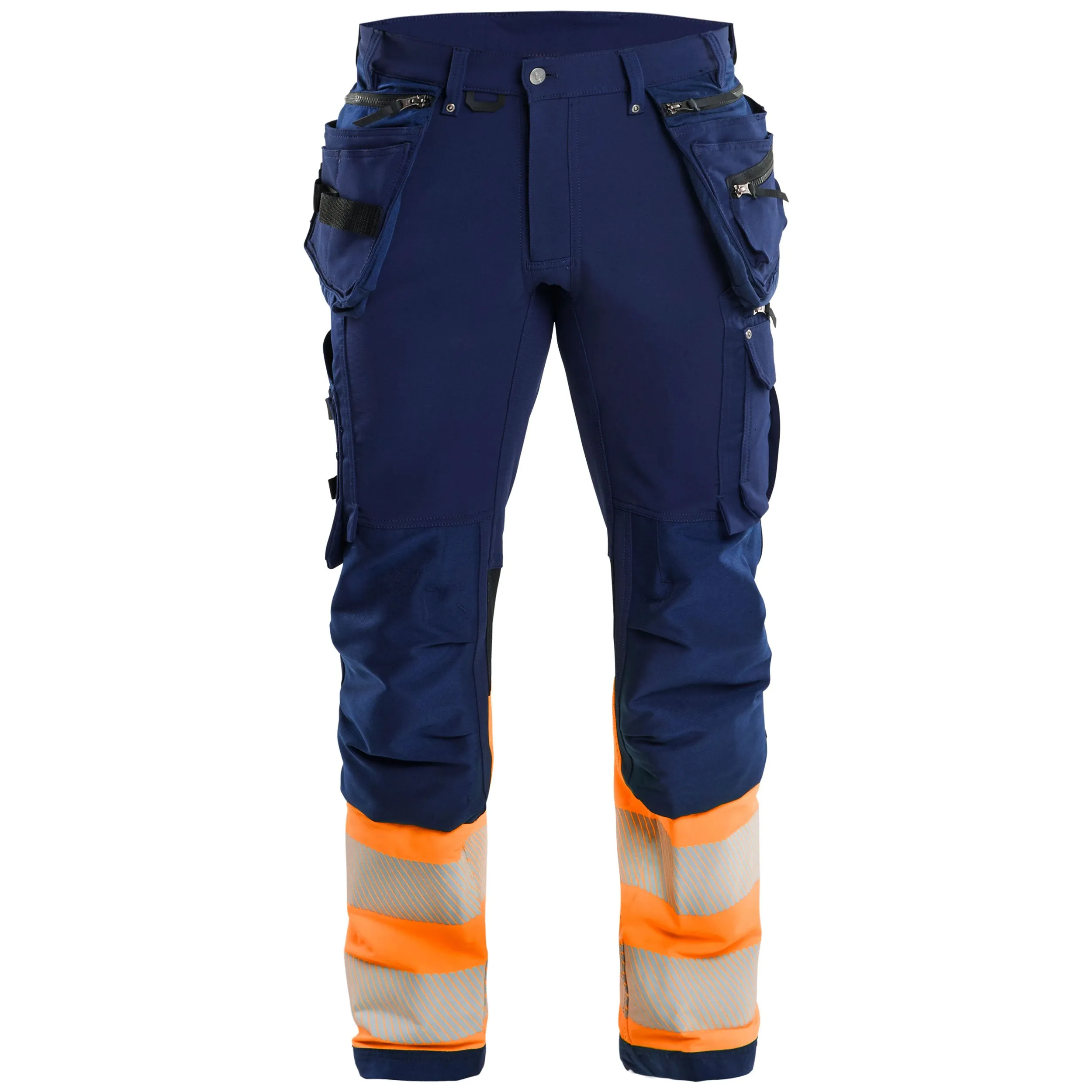 Blaklader 1993 Navy Blue/Hi-Vis Orange Trousers 4-Way-Stretch With Holster Pockets