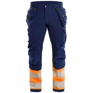 Blaklader 1993 Navy Blue/Hi-Vis Orange Trousers 4-Way-Stretch With Holster Pockets