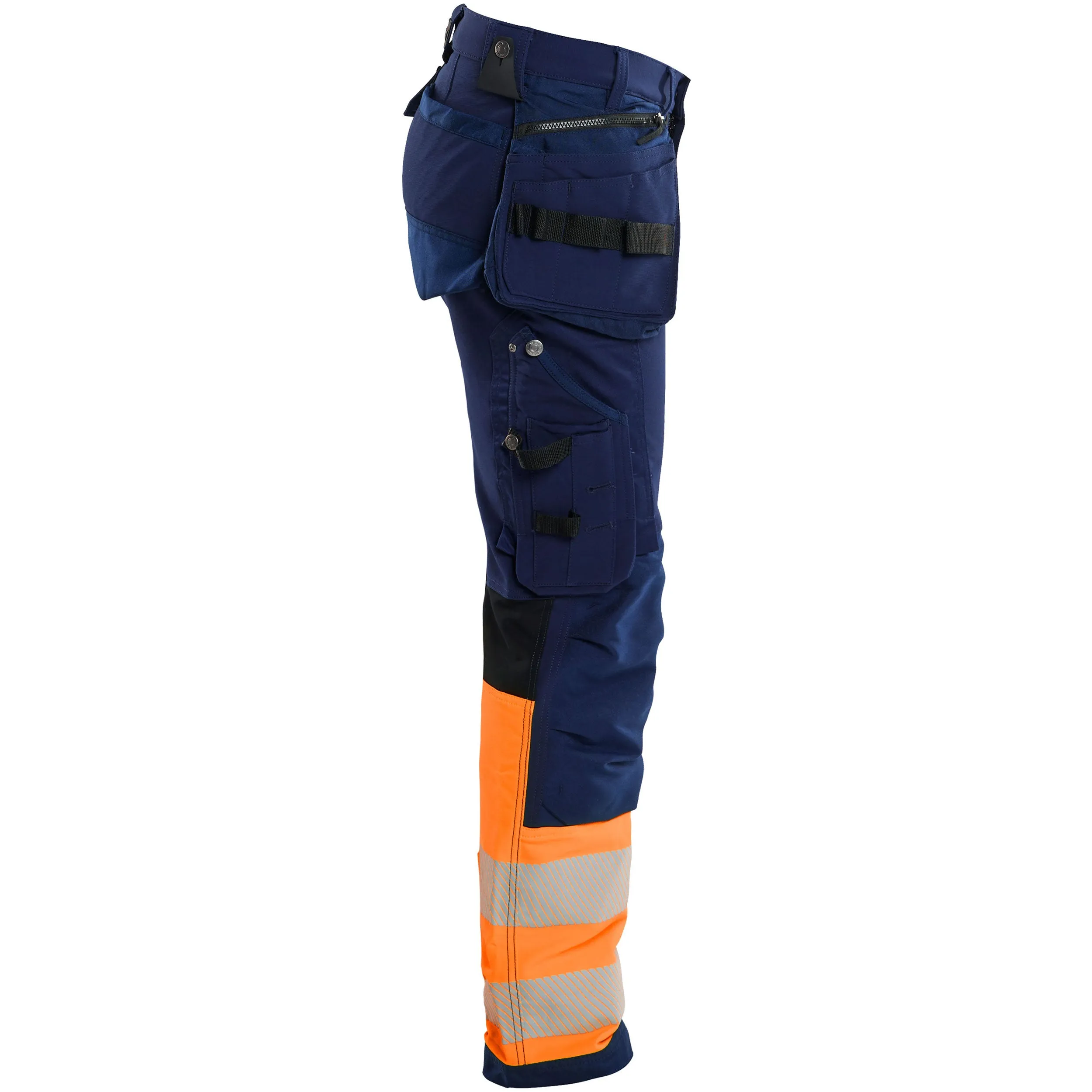 Blaklader 1993 Navy Blue/Hi-Vis Orange Trousers 4-Way-Stretch With Holster Pockets