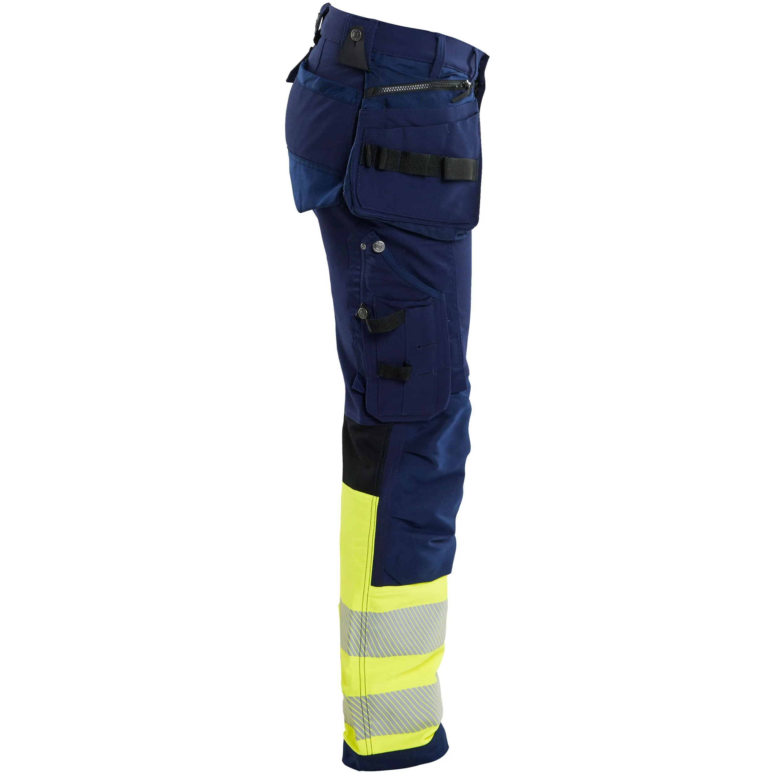 Blaklader 1993 Navy Blue/Hi-Vis Yellow Trousers 4-Way-Stretch With Holster Pockets