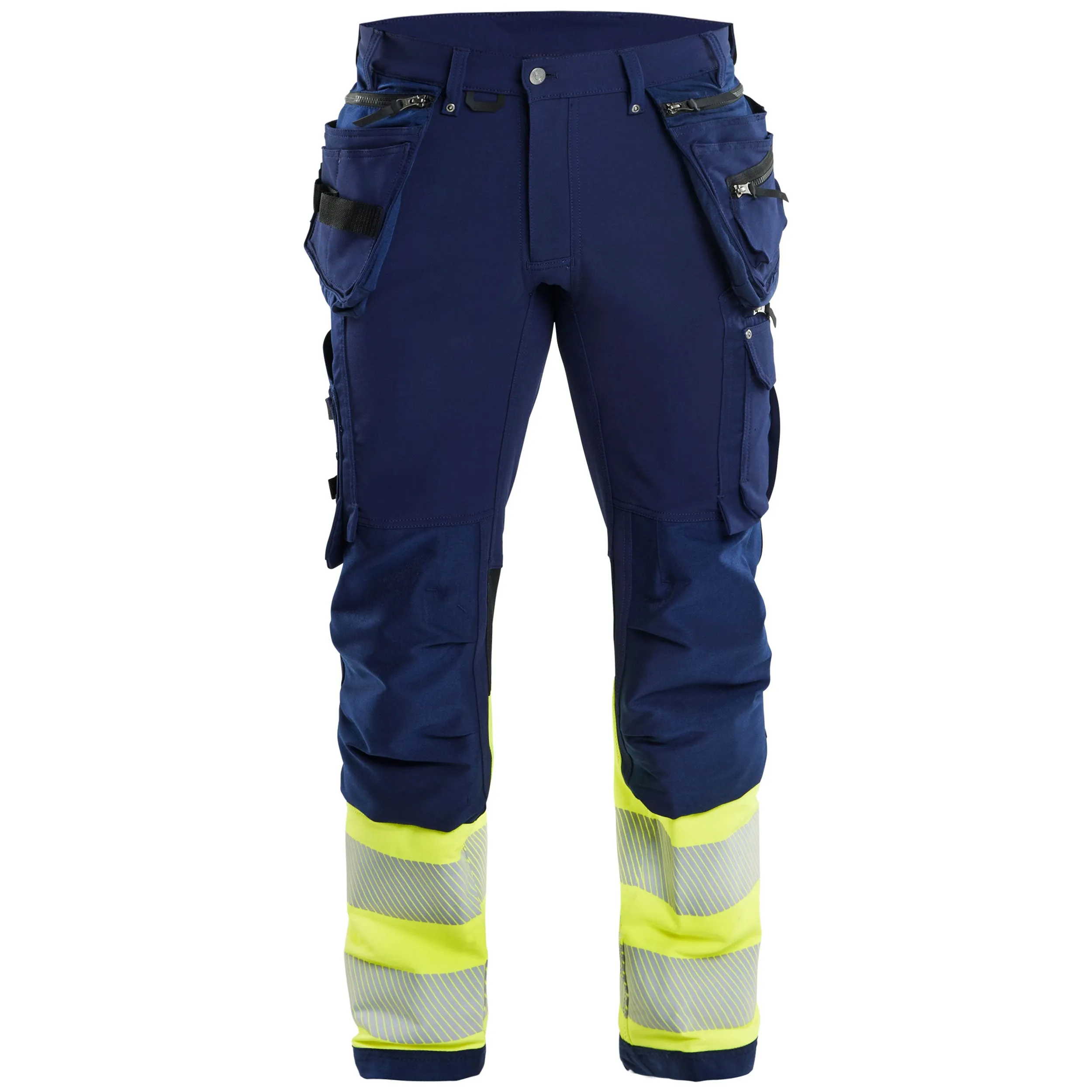 Blaklader 1993 Navy Blue/Hi-Vis Yellow Trousers 4-Way-Stretch With Holster Pockets