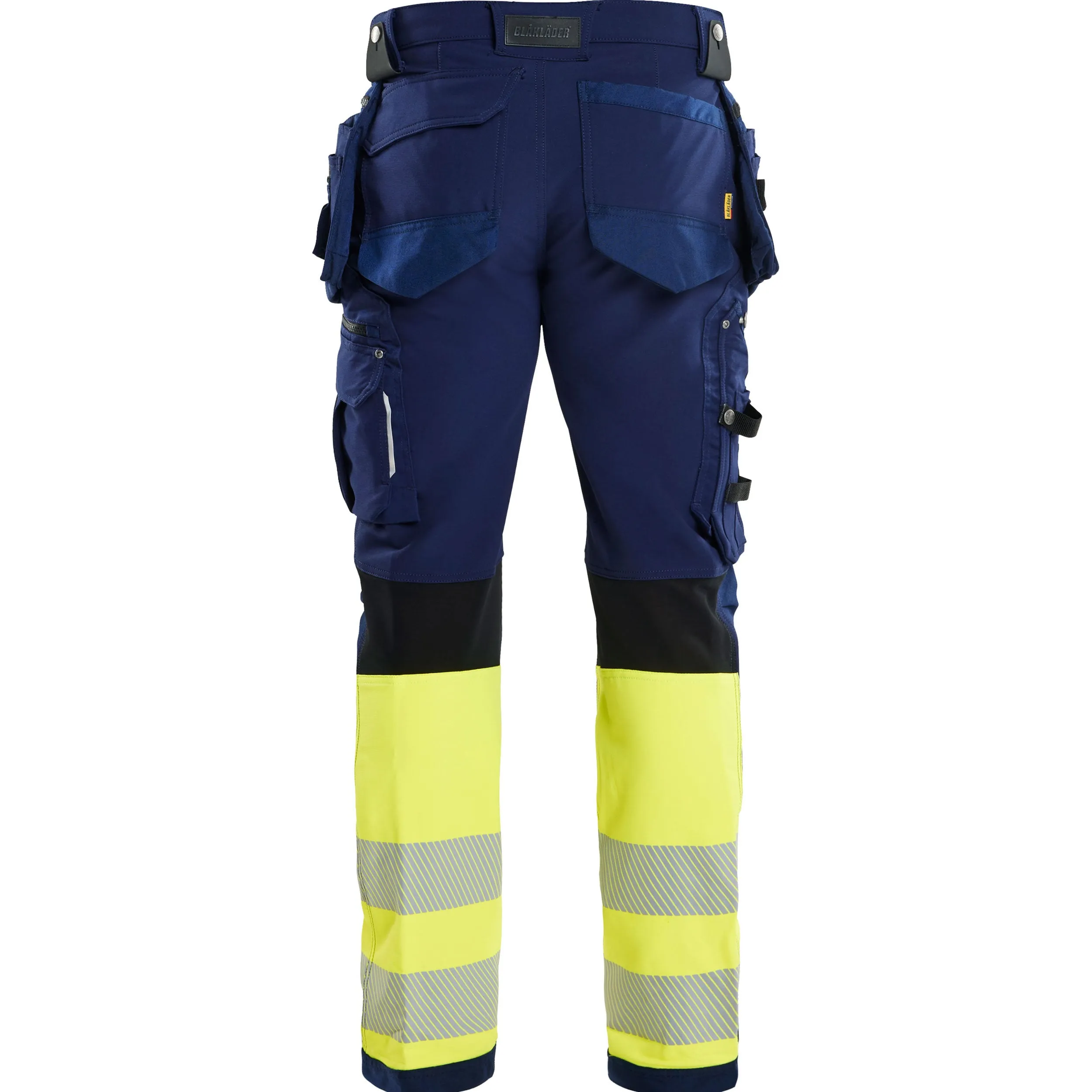 Blaklader 1993 Navy Blue/Hi-Vis Yellow Trousers 4-Way-Stretch With Holster Pockets