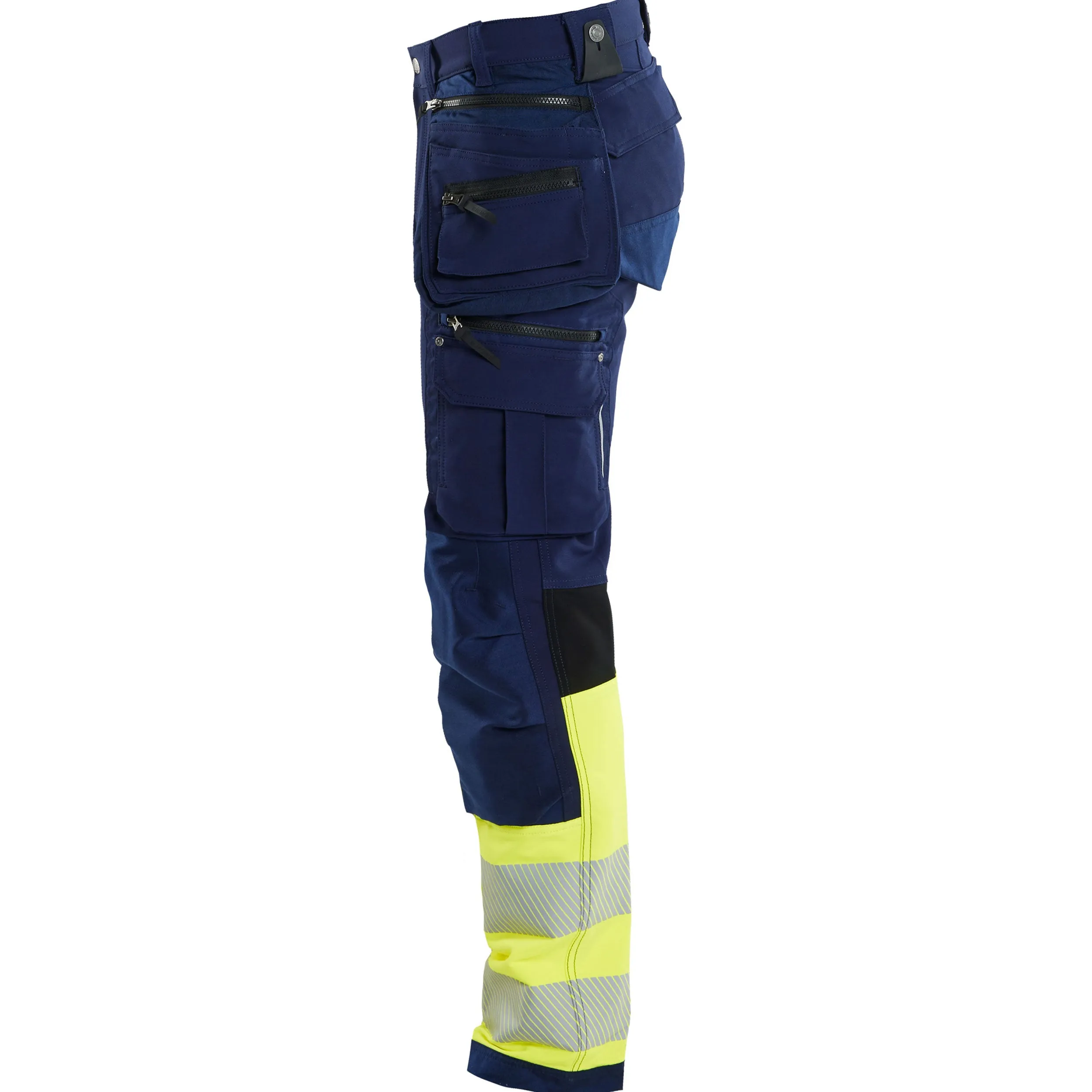 Blaklader 1993 Navy Blue/Hi-Vis Yellow Trousers 4-Way-Stretch With Holster Pockets