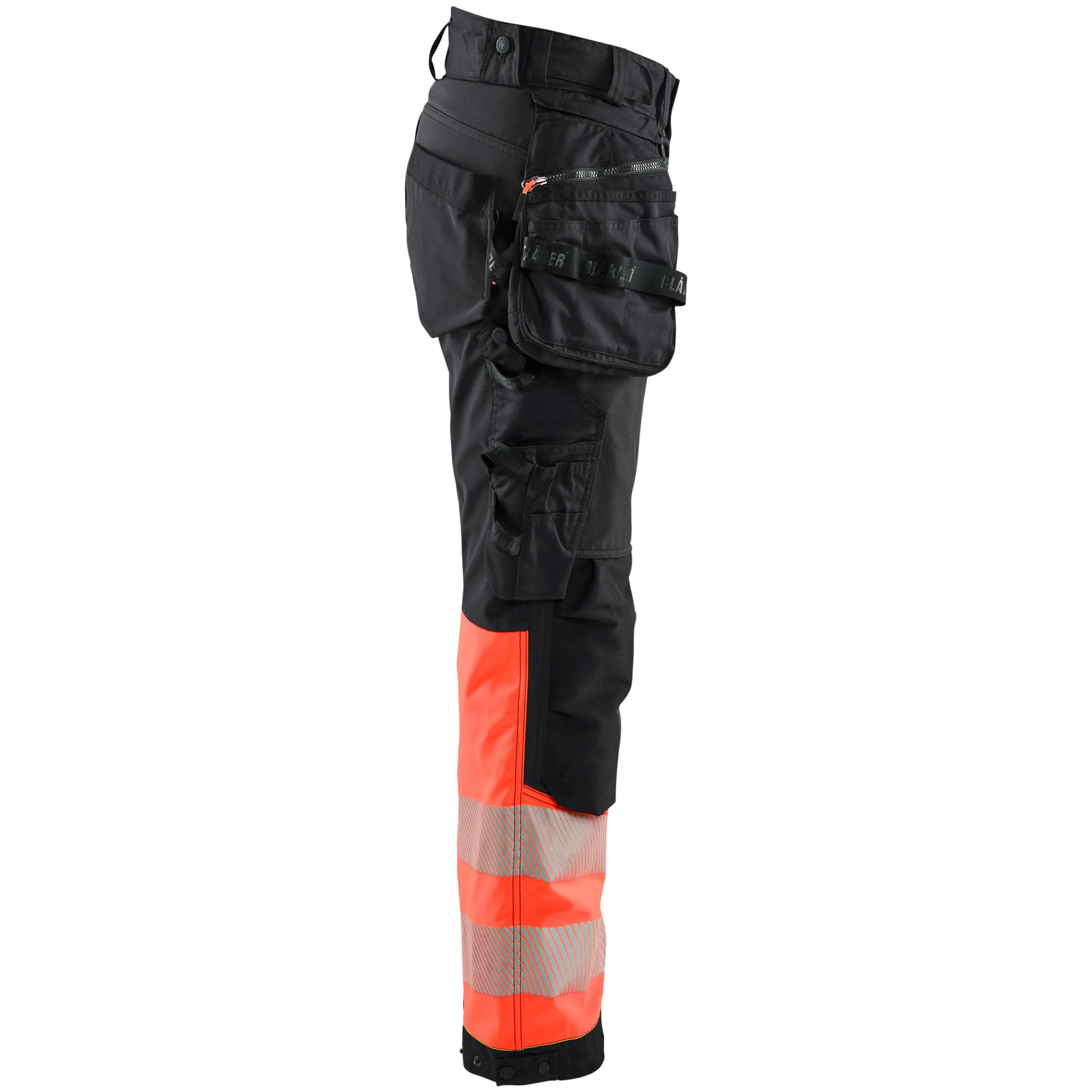 Blaklader 7114 Black/Red Hi-Vis Women's Softshell Trousers With Holster Pockets