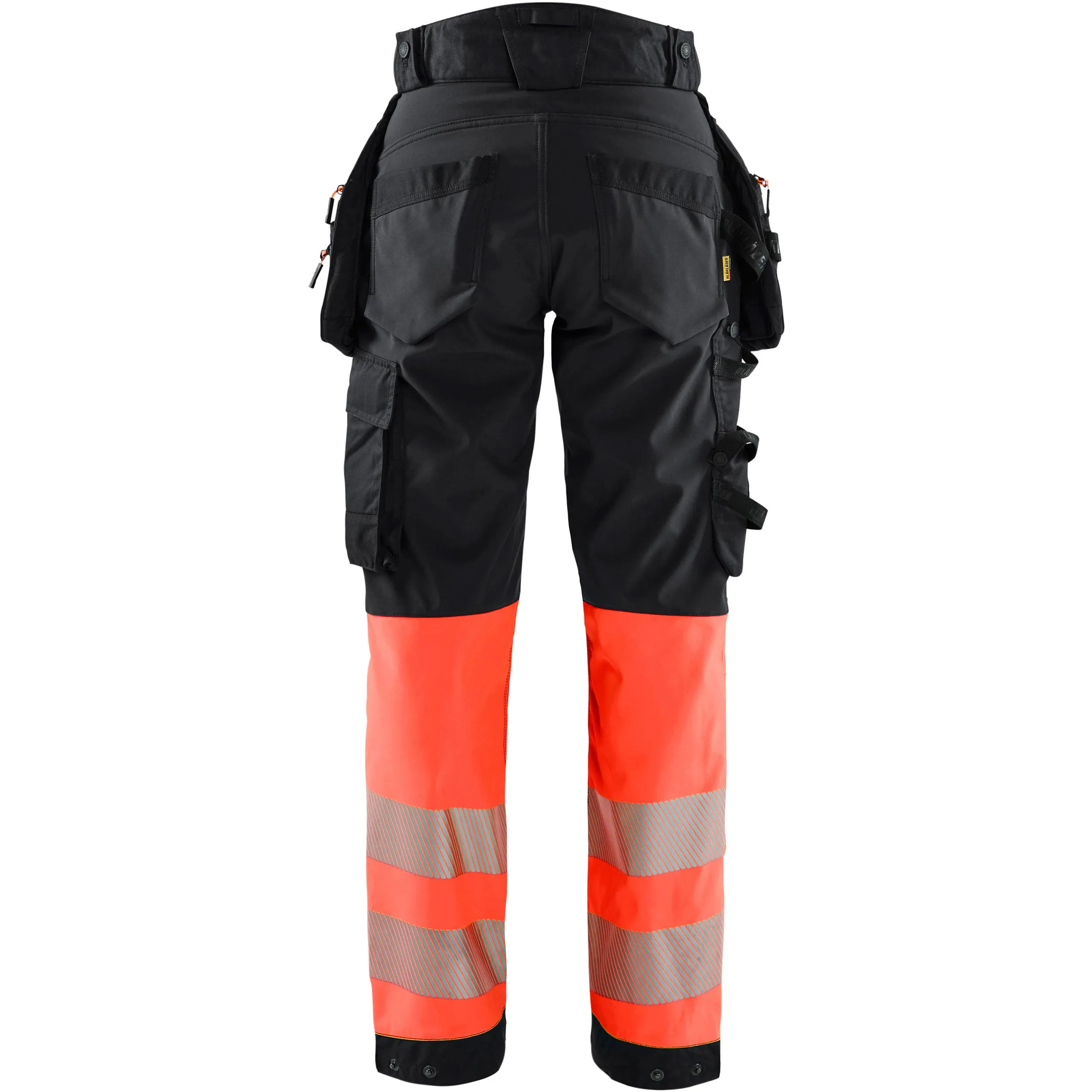 Blaklader 7114 Black/Red Hi-Vis Women's Softshell Trousers With Holster Pockets