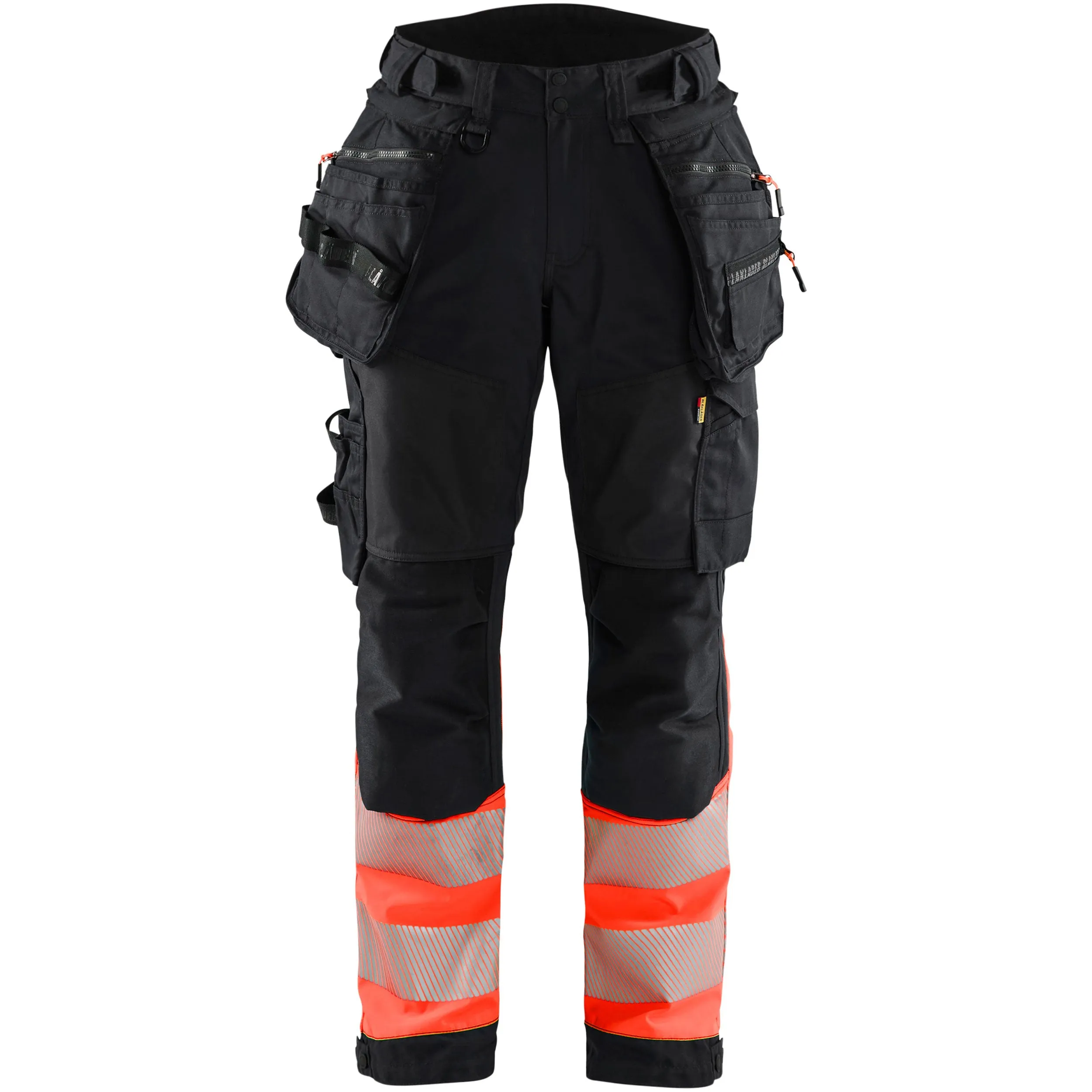 Blaklader 7114 Black/Red Hi-Vis Women's Softshell Trousers With Holster Pockets