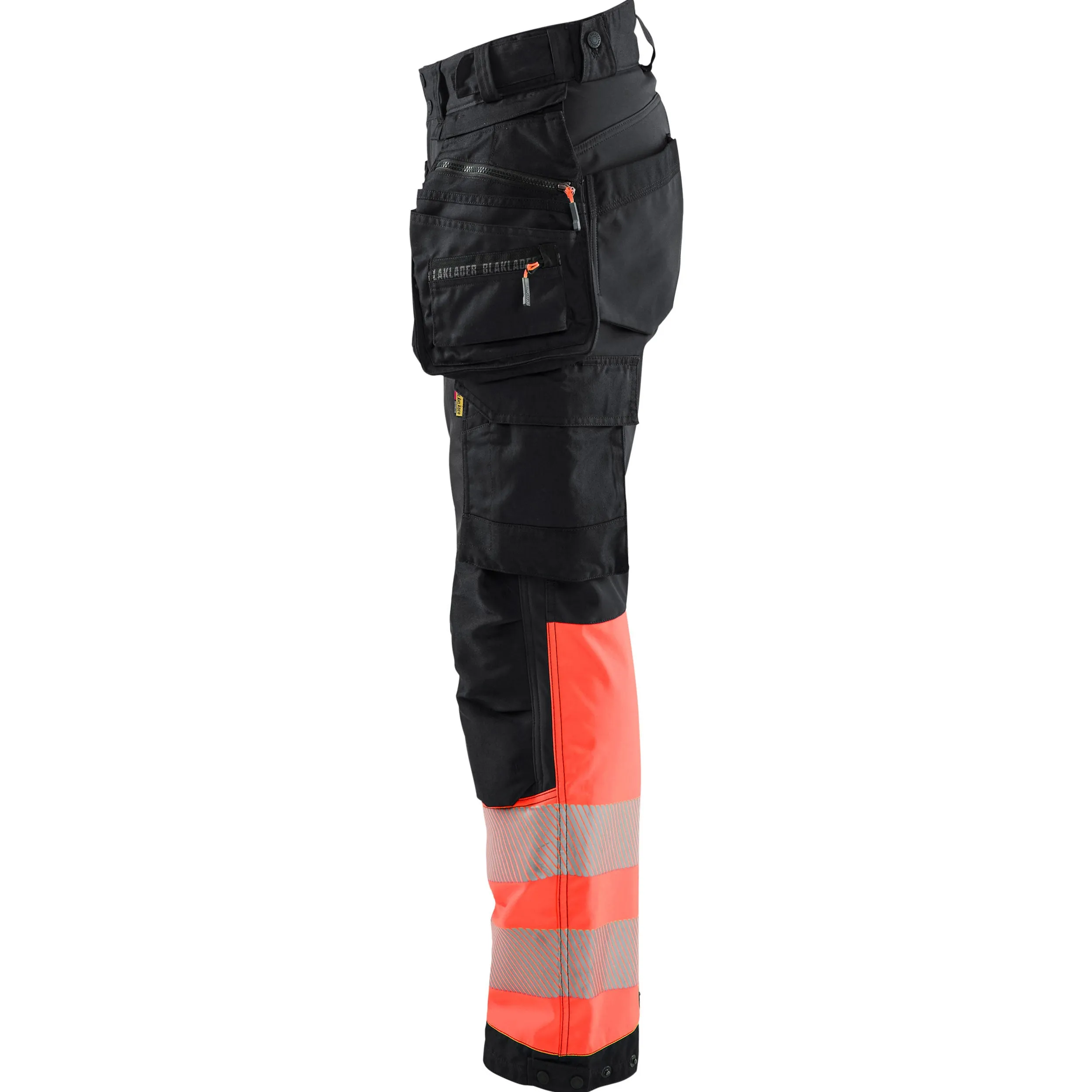 Blaklader 7114 Black/Red Hi-Vis Women's Softshell Trousers With Holster Pockets