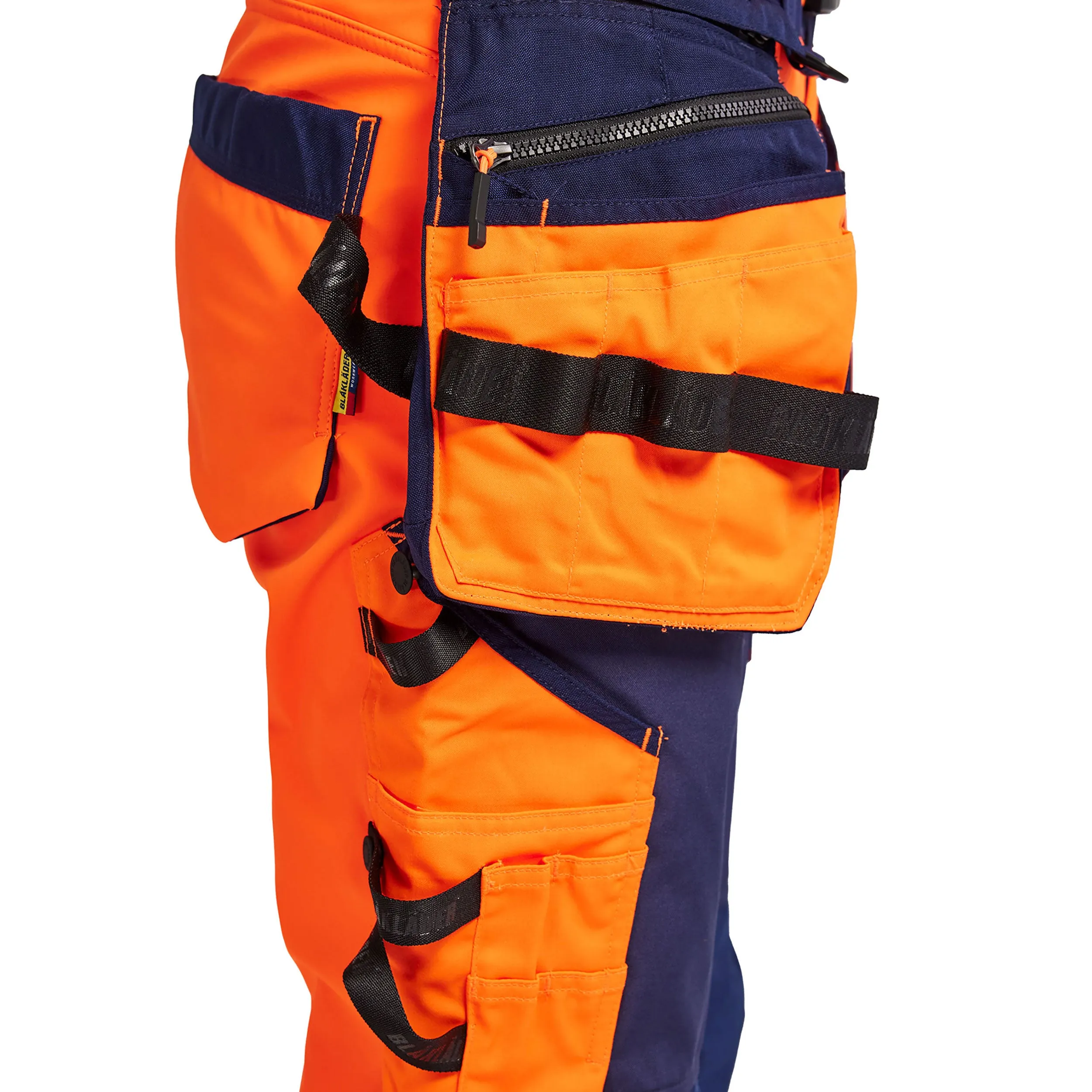 Blaklader 7118 Hi-Vis Orange/Navy Blue Women's Softshell Trousers With Holster Pockets