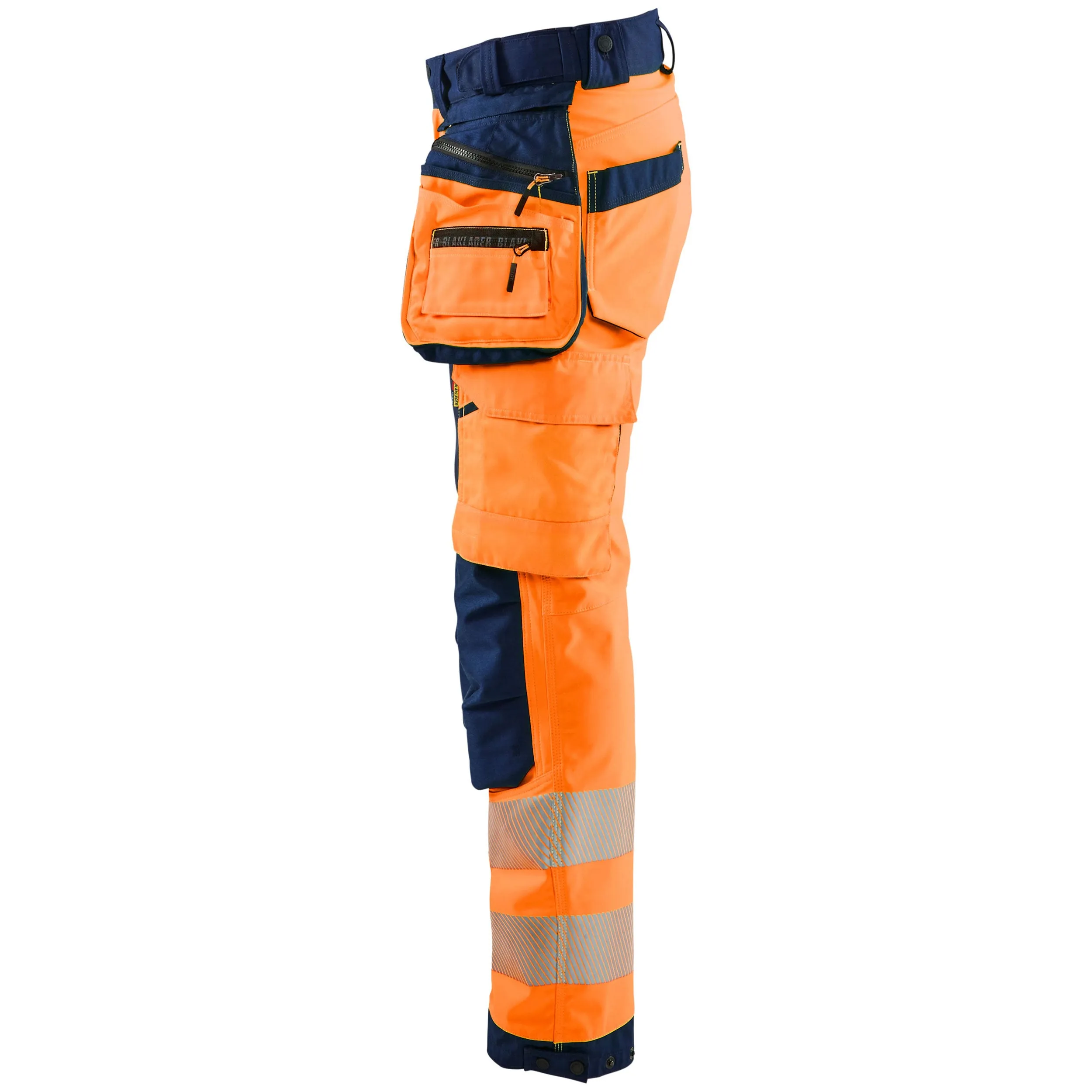 Blaklader 7118 Hi-Vis Orange/Navy Blue Women's Softshell Trousers With Holster Pockets