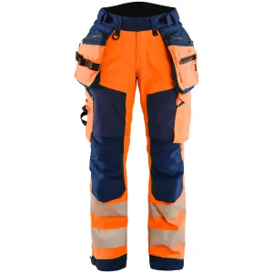 Blaklader 7118 Hi-Vis Orange/Navy Blue Women's Softshell Trousers With Holster Pockets