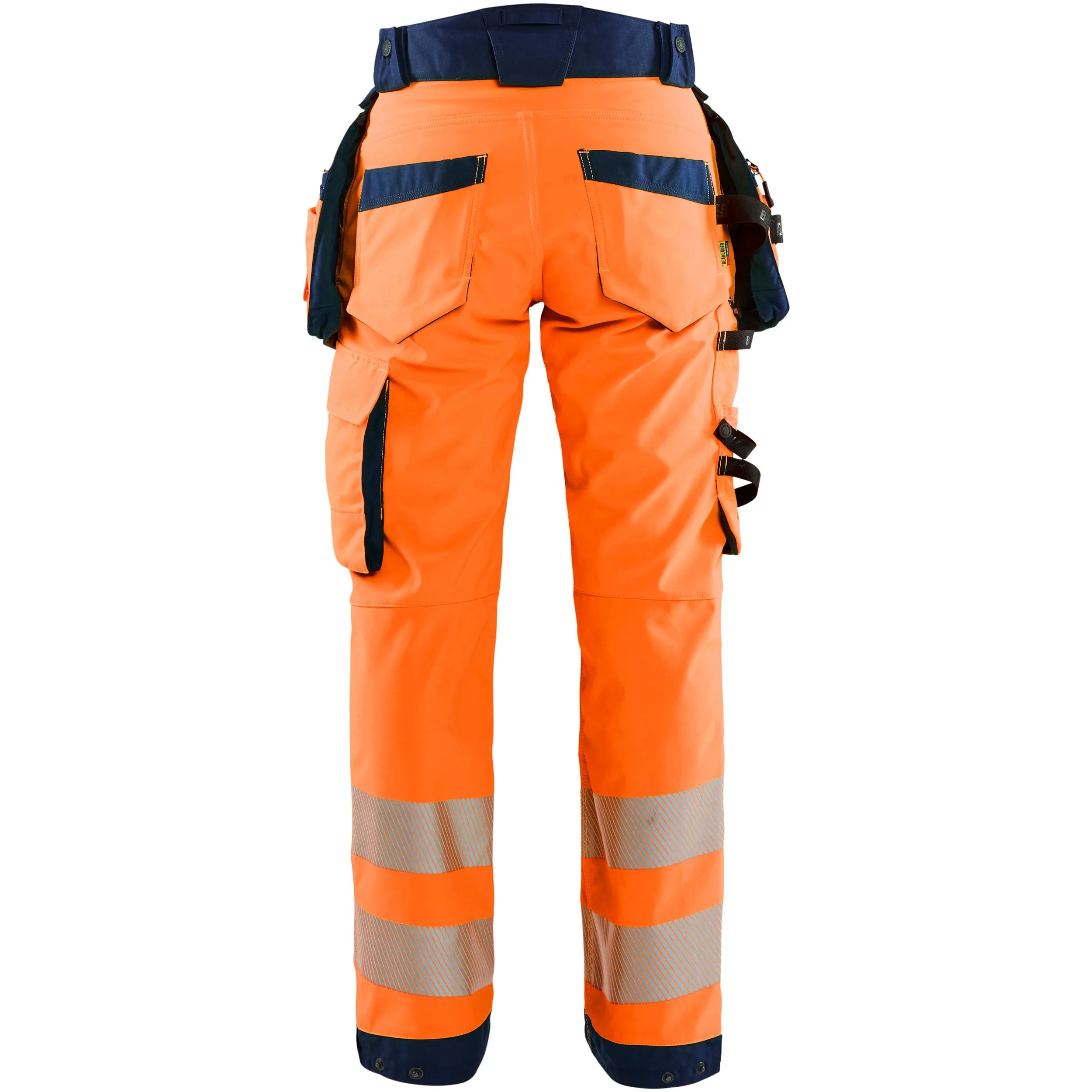 Blaklader 7118 Hi-Vis Orange/Navy Blue Women's Softshell Trousers With Holster Pockets