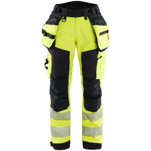 Blaklader 7118 Hi-Vis Yellow/Black Women's Softshell Trousers With Holster Pockets