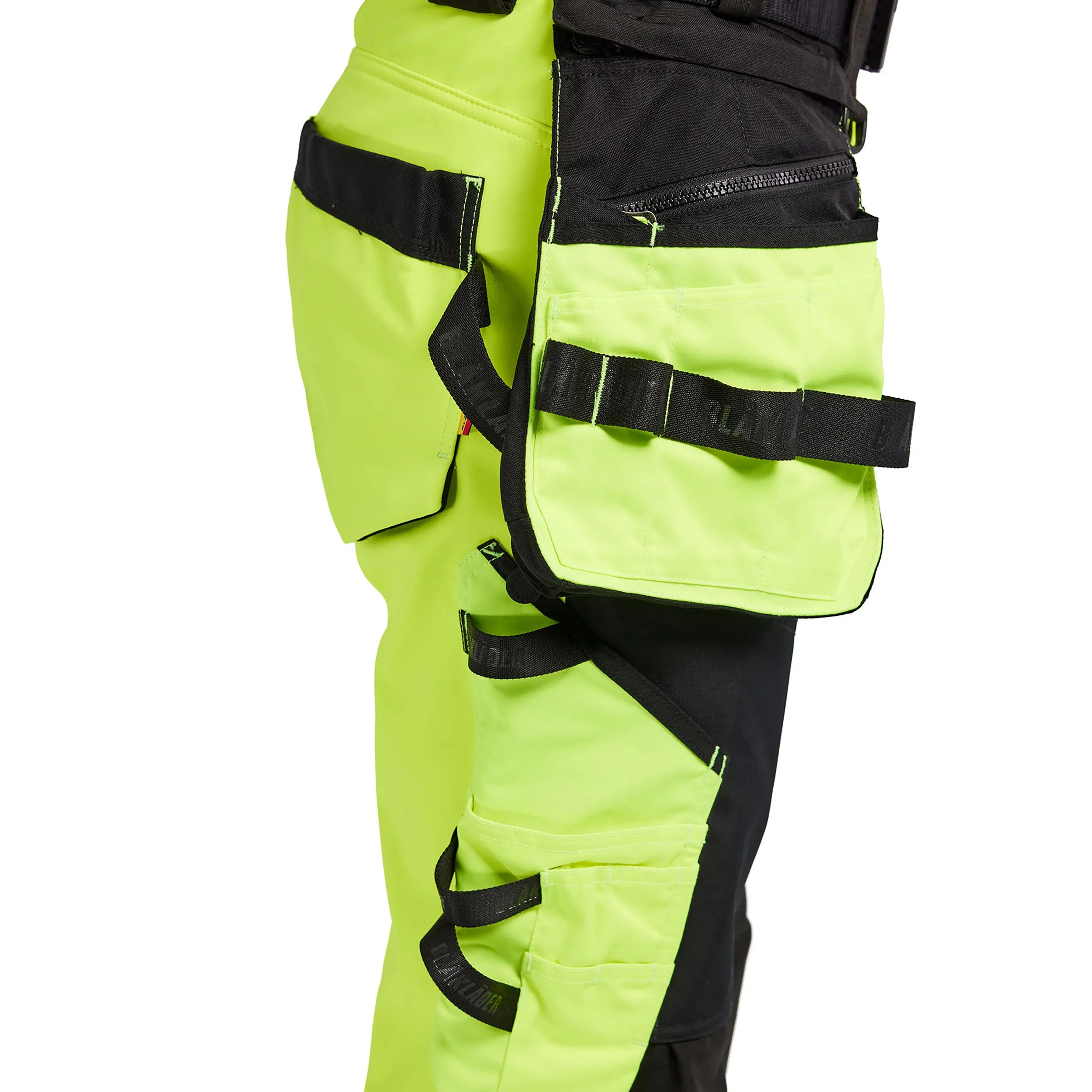 Blaklader 7118 Hi-Vis Yellow/Black Women's Softshell Trousers With Holster Pockets