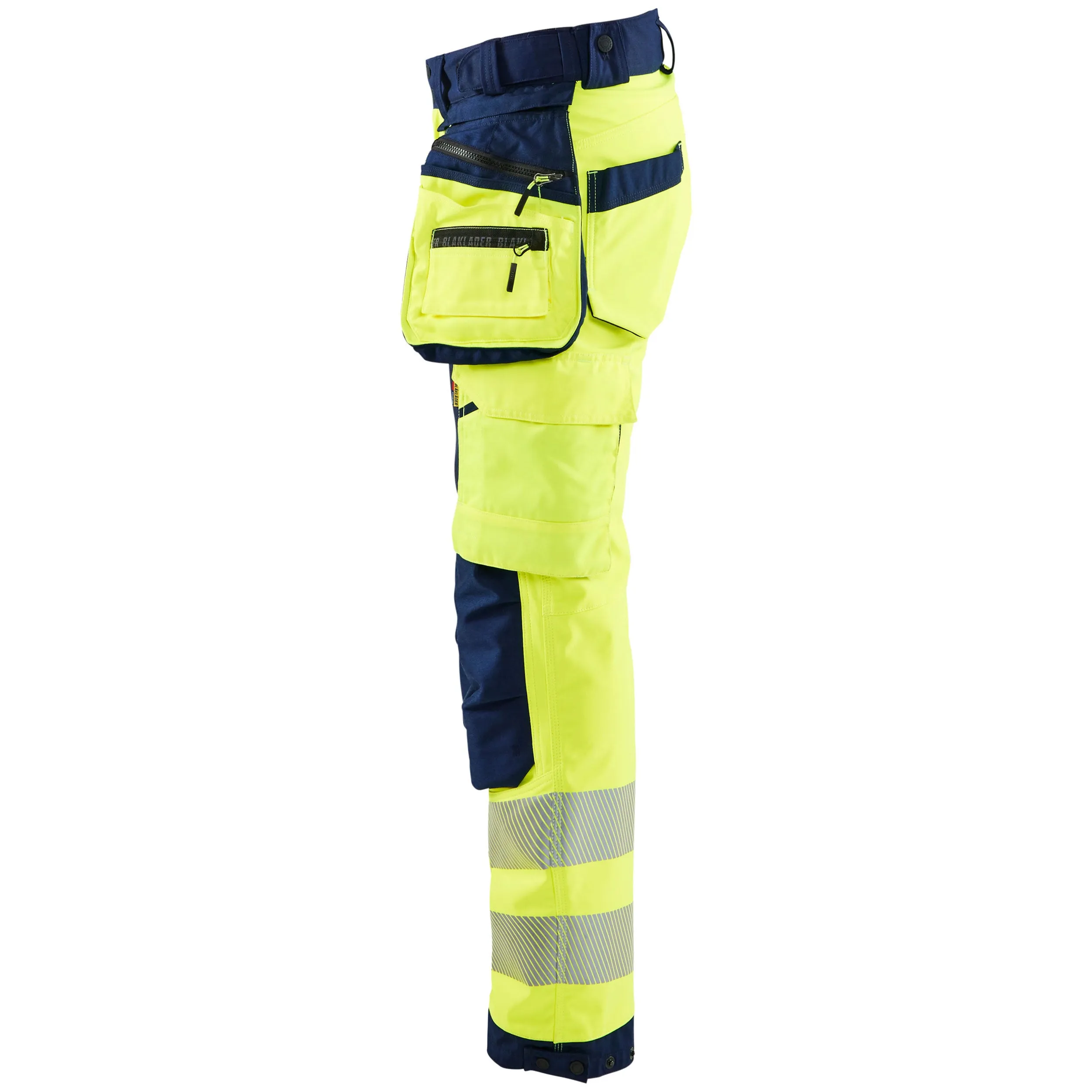 Blaklader 7118 Hi-Vis Yellow/Navy Blue Women's Softshell Trousers With Holster Pockets