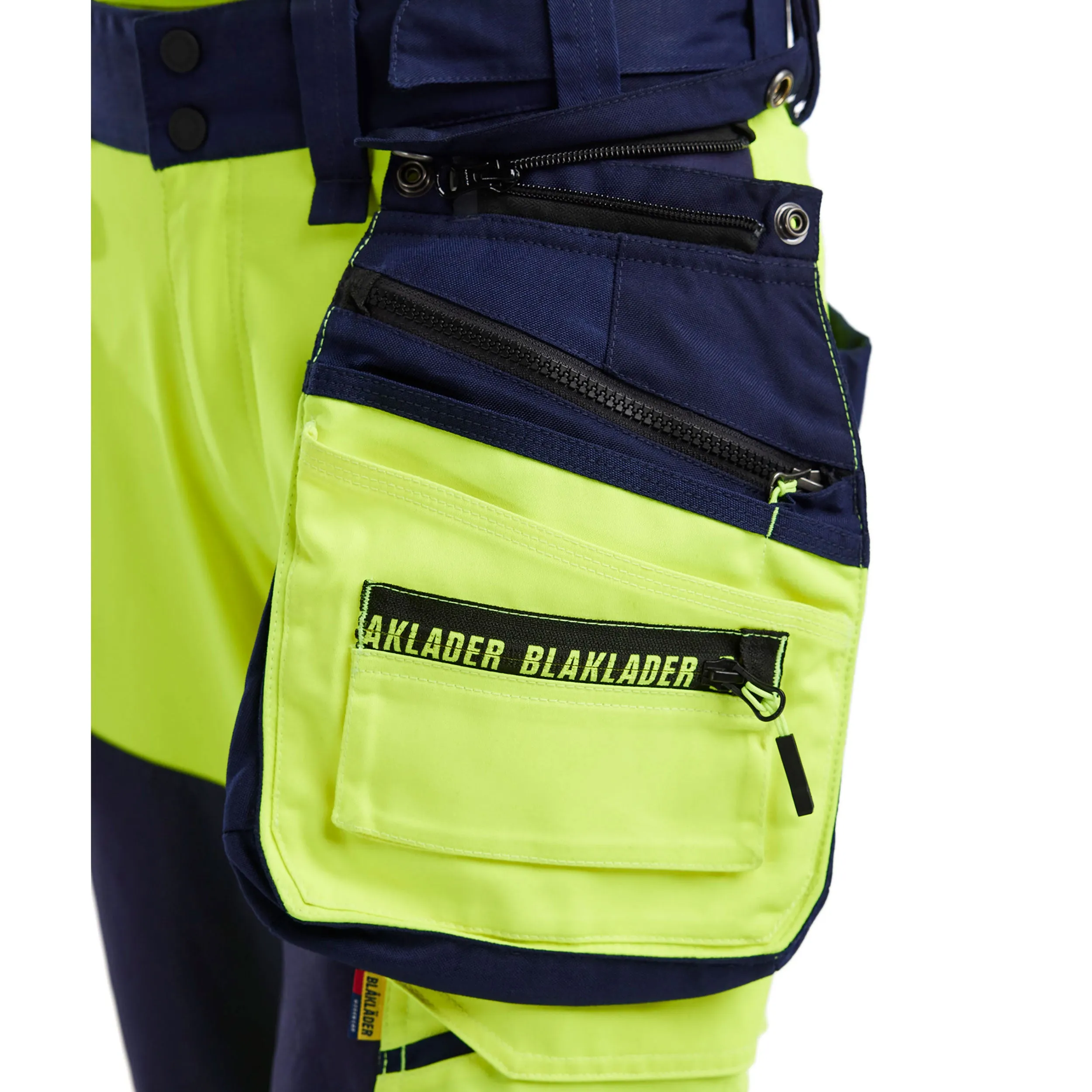 Blaklader 7118 Hi-Vis Yellow/Navy Blue Women's Softshell Trousers With Holster Pockets