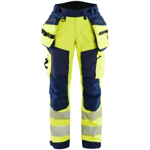 Blaklader 7118 Hi-Vis Yellow/Navy Blue Women's Softshell Trousers With Holster Pockets