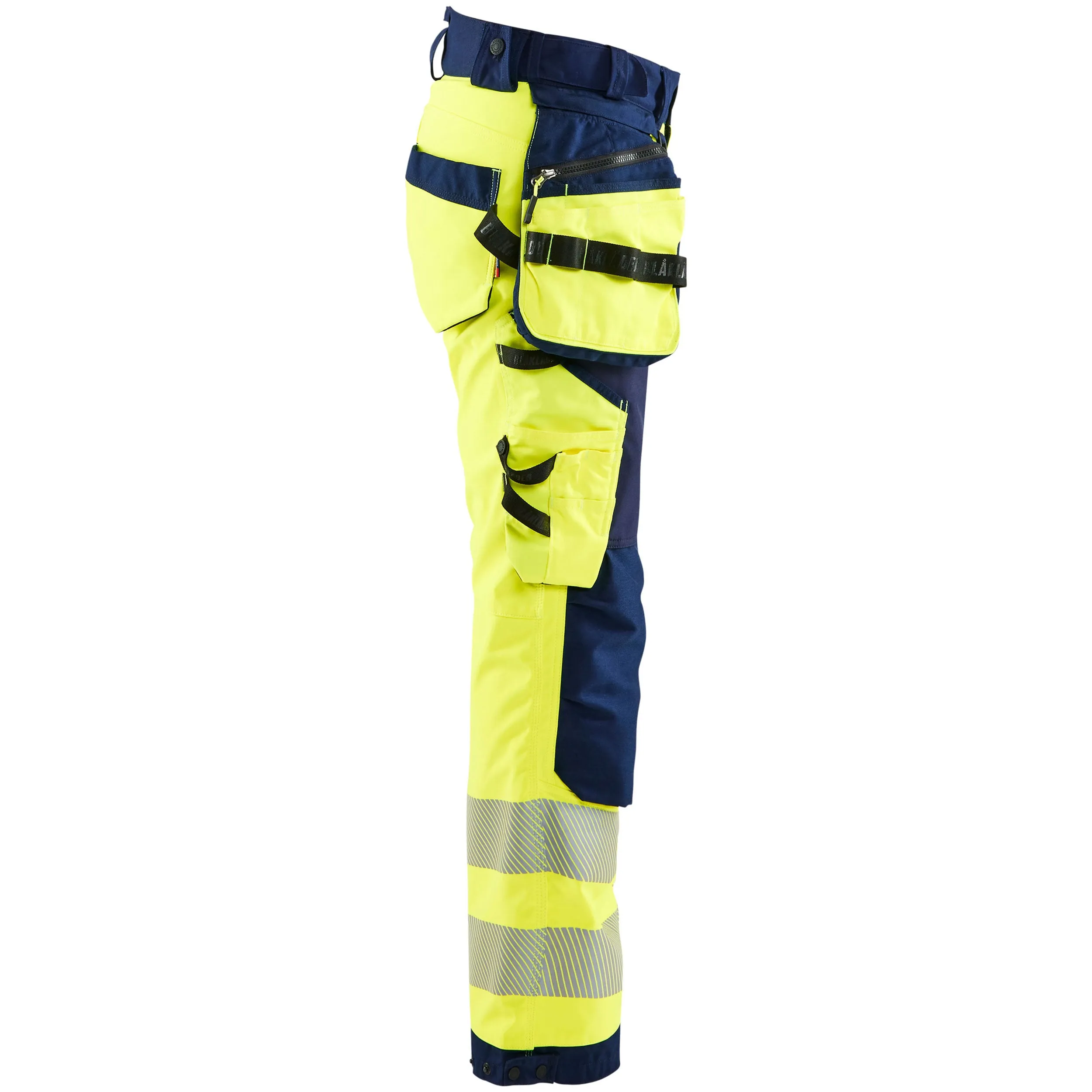 Blaklader 7118 Hi-Vis Yellow/Navy Blue Women's Softshell Trousers With Holster Pockets
