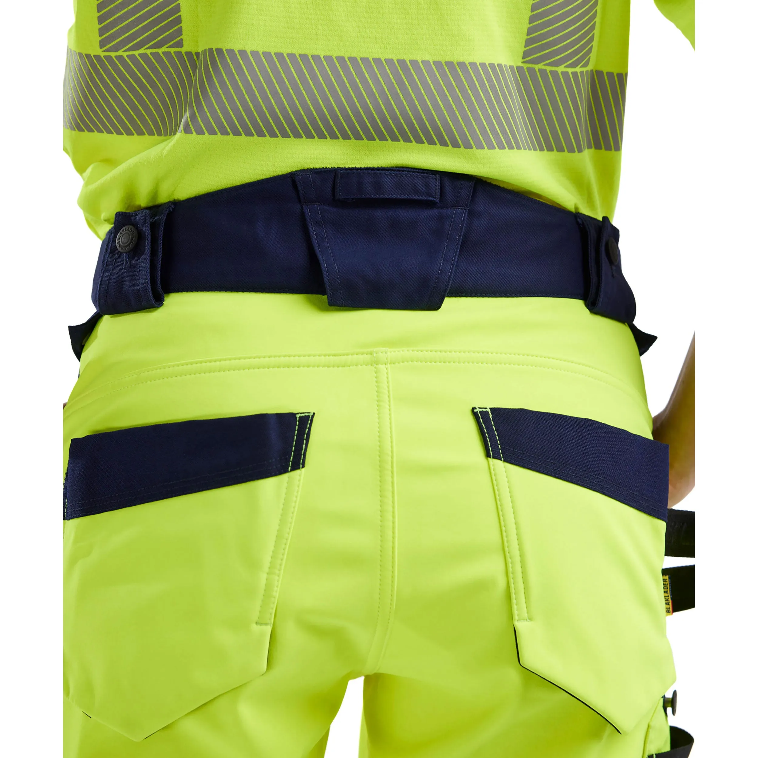 Blaklader 7118 Hi-Vis Yellow/Navy Blue Women's Softshell Trousers With Holster Pockets