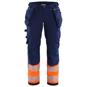 Blaklader 7193 Navy Blue/Hi-Vis Orange Women's Trouser With 4-Way-Stretch With Holster Pockets