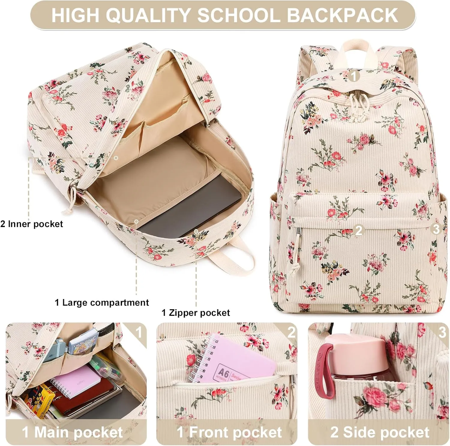 Bluboon School Backpack Teens Girls Boys Kids School Book Bags with Lunch Box Pencil Bag
