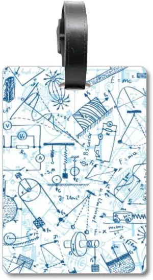 Blue Physical Electromagnetic Mechanics Chart Suitcase Bag Tag Luggage Card Hanging Scutcheon Label
