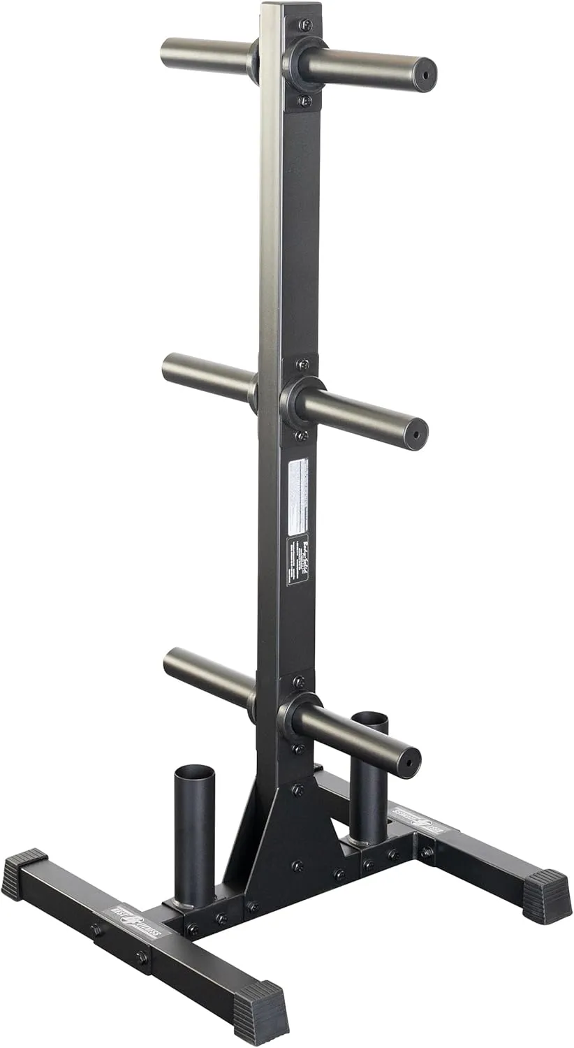 Body-Solid (BFWT10B) Weight Tree Rack for Olympic Plates - Bumper Plate Storage, Weight Plate Holder