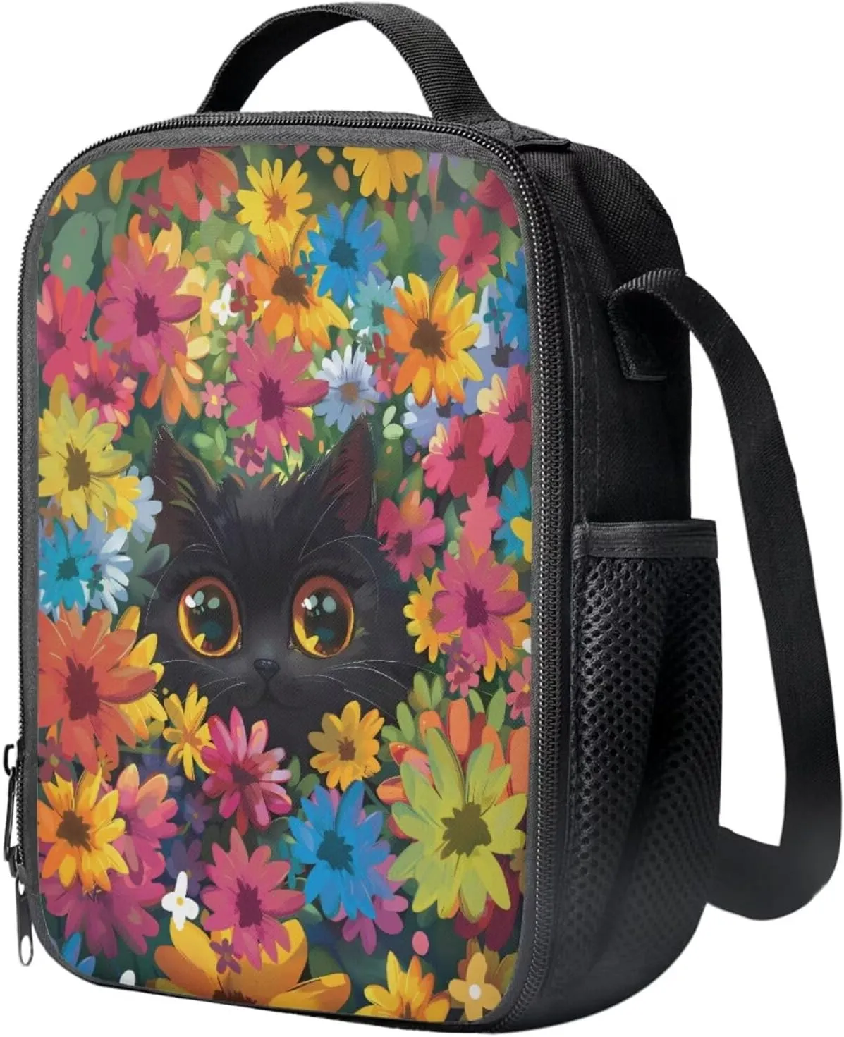 Boho Cat Preschool Backpack for Girls, 15 inch Bookbag with Large Front Pocket for Boys 8-12 Cute Backpack for Toddlers for Daily Shopping Day Trips and Short Travel