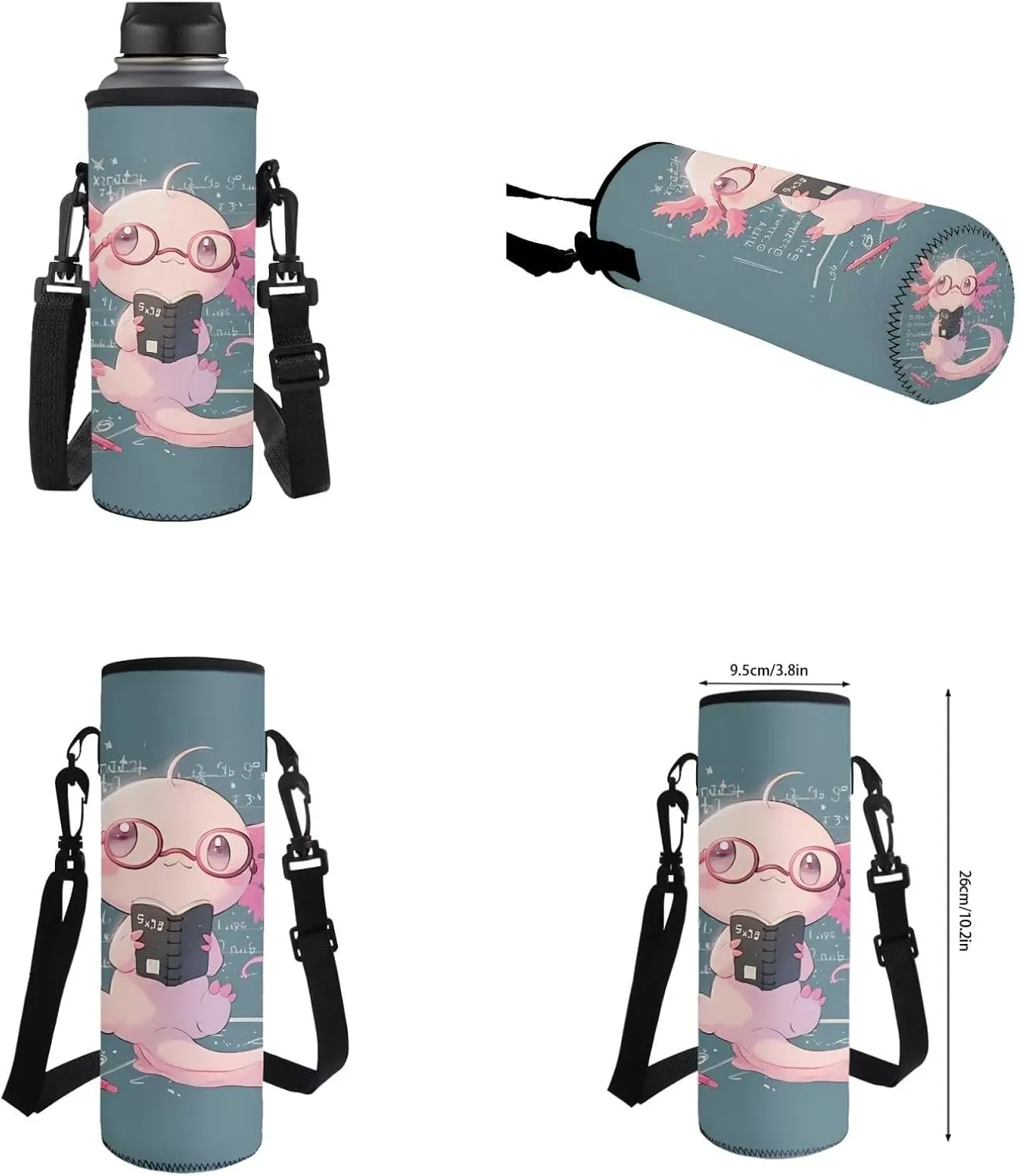 Book Axolotl Cute Bookbags for Girls Backpack and Lunch Box Set 17 inch Back Packs for School Book Bags for Girls Hiking Travel Daypack Pencil Case Water Bottle Sleeve for Kids