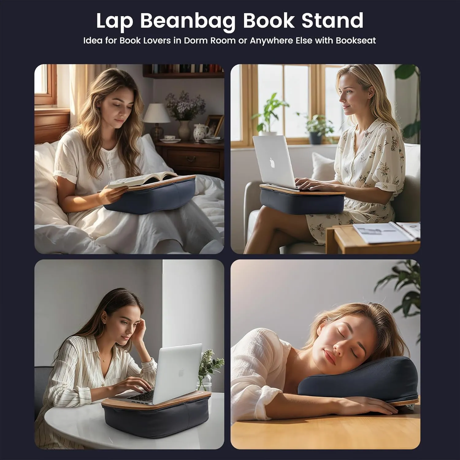 Book Holder Pillow Stand for Reading Hands Free in Bed Gifts for Book Lovers Readers Lap Book Holder for Reading Hands Free Reading Book Accessories for Book Lovers(Muted Gray)