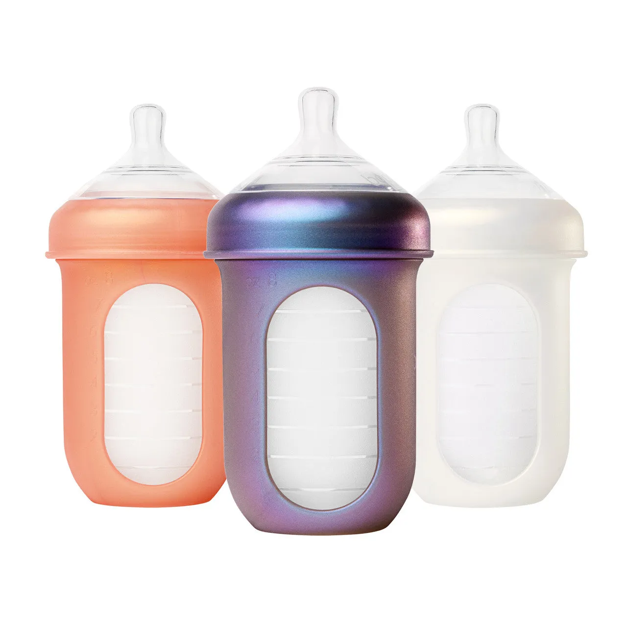 Boon NURSH Silicone Pouch Bottle 8oz (3-Pack) - Metallic