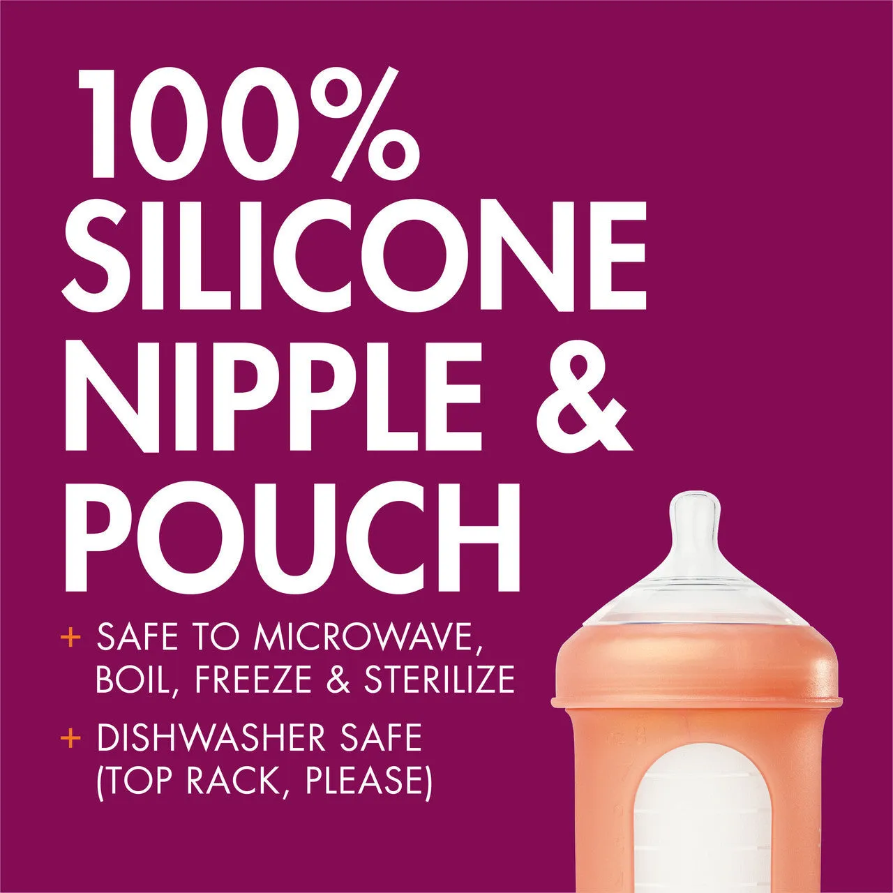 Boon NURSH Silicone Pouch Bottle 8oz (3-Pack) - Metallic