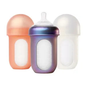 Boon NURSH Silicone Pouch Bottle 8oz (3-Pack) - Metallic