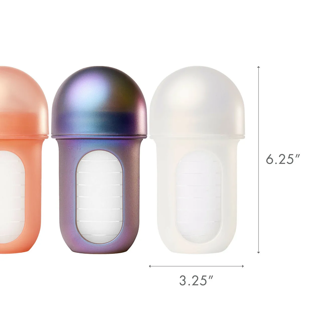 Boon NURSH Silicone Pouch Bottle 8oz (3-Pack) - Metallic